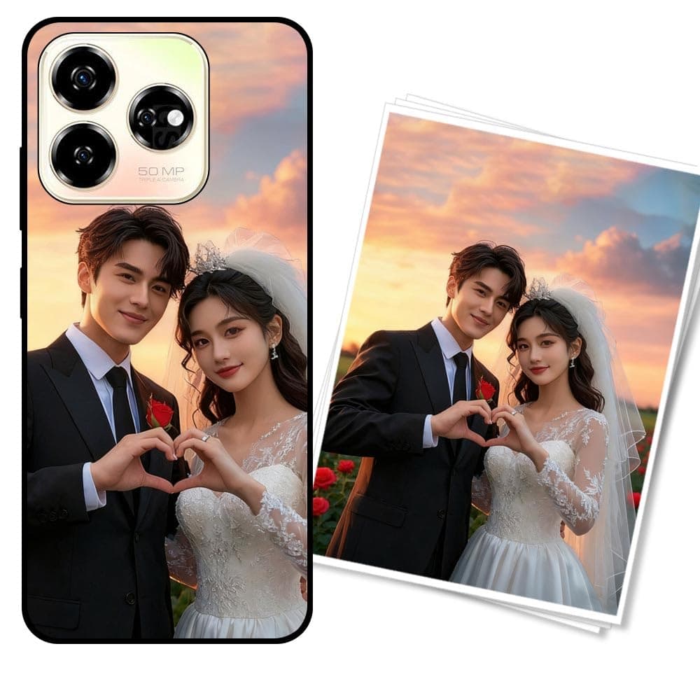 WUACYEAMING Custom Phone Case for Nubia V60 Shockproof, Scratch-Resistant & Anti-Slip Design, Personalised Photo/Text, Slim Soft TPU Protective Cover-Midnight Black
