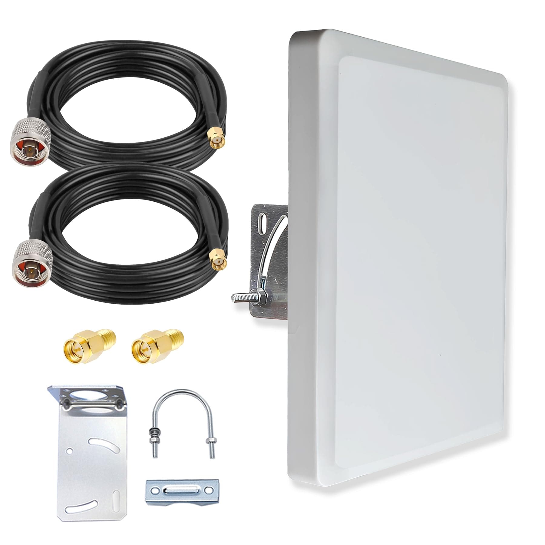 2.4G 5GHz 5.8G 2X2 MIMO Panel Antenna Dual Band Outdoor Directional Antenna Pole Mount w/ 9.8ft Extension Cable RP-SMA Male and SMA Adaptor for Long Range WiFi Receiption