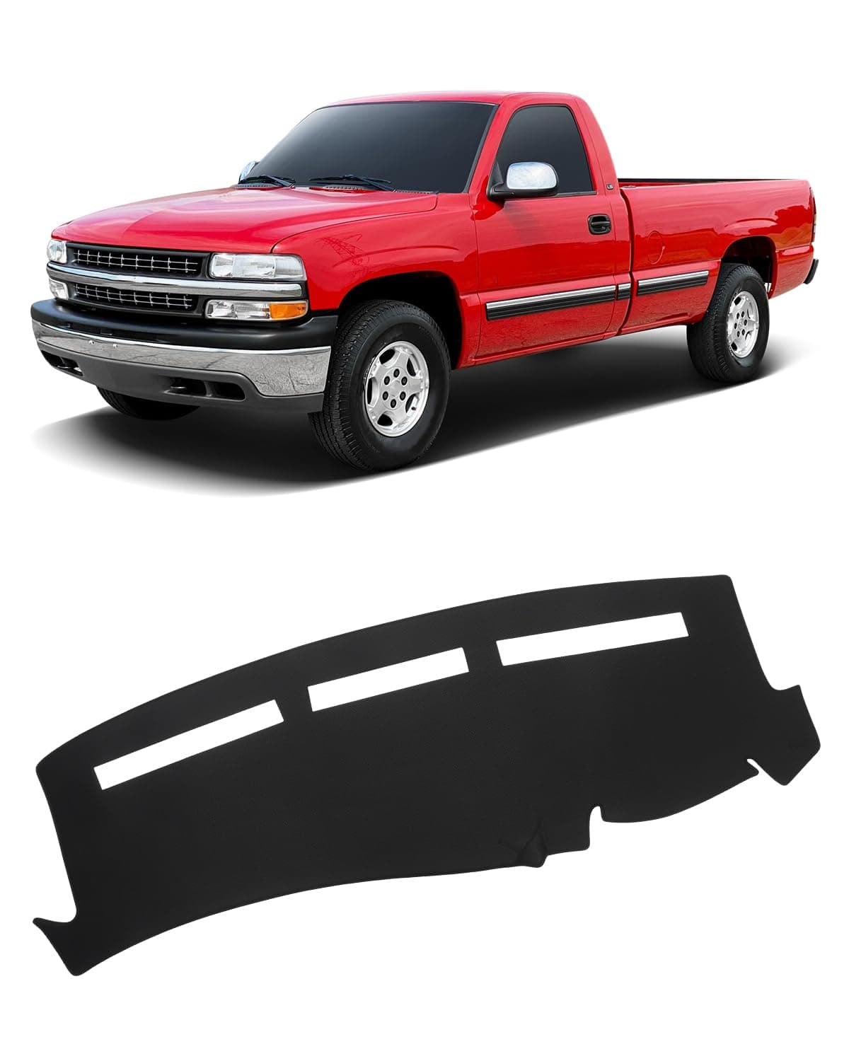 FIILINES Dash Cover for 1999-2006 GMC Sierra/Chevrolet Silverado, 2000-2006 GMC Yukon XL/Chevy Suburban Tahoe Avalanche, Upgraded Breathable Dashboard Cover Mesh Dash Mat Black