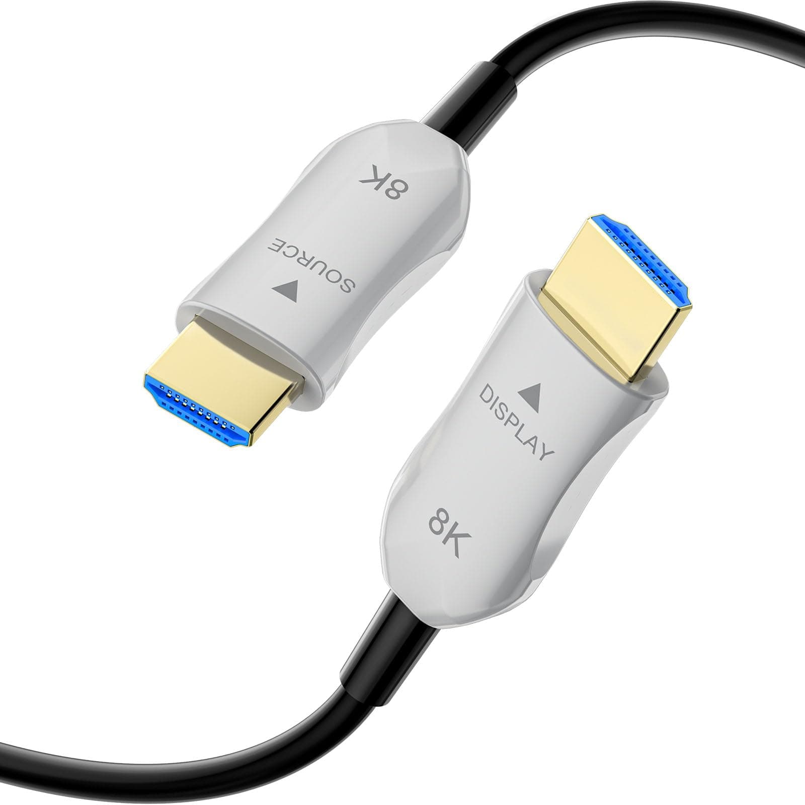 RUBMUD 8K Fiber Optic HDMI 2.1 Cable 40ft, Long Active HDMI Cable, High Speed Fiber HDMI Cord, 48Gbps, 8K@60Hz 4K@120Hz, Dynamic HDR, eARC, HDCP 2.2&2.3, 3D, for HDTV Monitor Game Laptop Xbox PS4/PS5