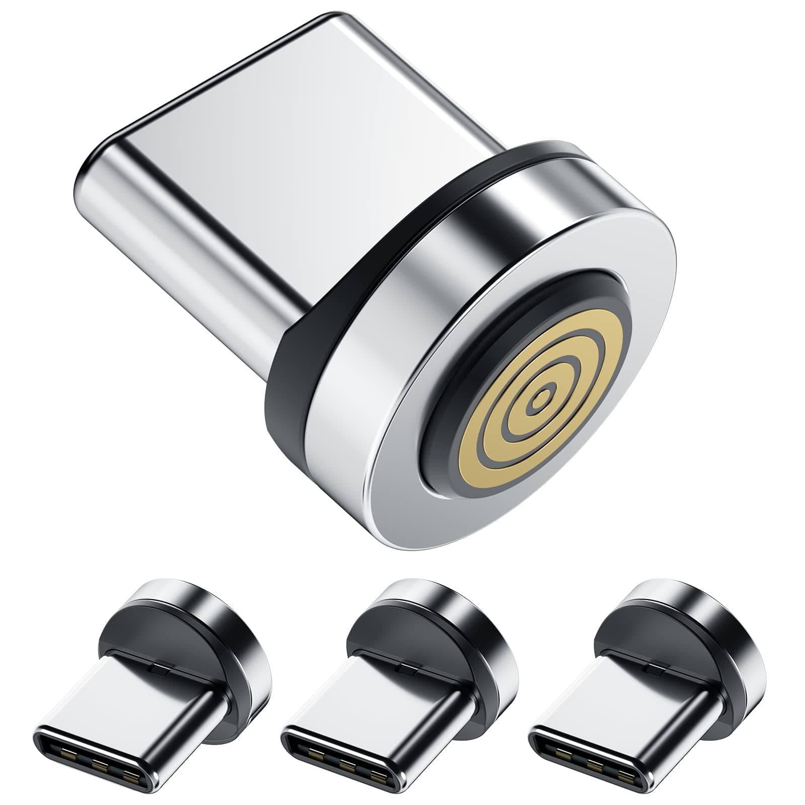 Ankndo Magnetic Connector Tip Heads [4-Pack] USB C Adapter Compatible With 7Pin Charging Cable 360° Rotating Strong Phone Cable Adapter for Type C Device