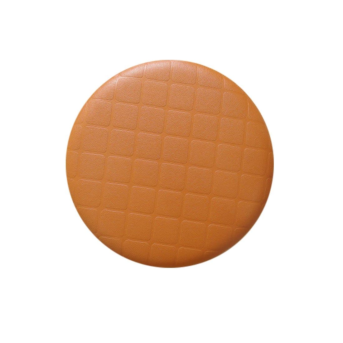 Levoberg Round Stool Cushion Faux Leather Barstool Chair Cover with Elastic 15.74inch Orange-Lattice