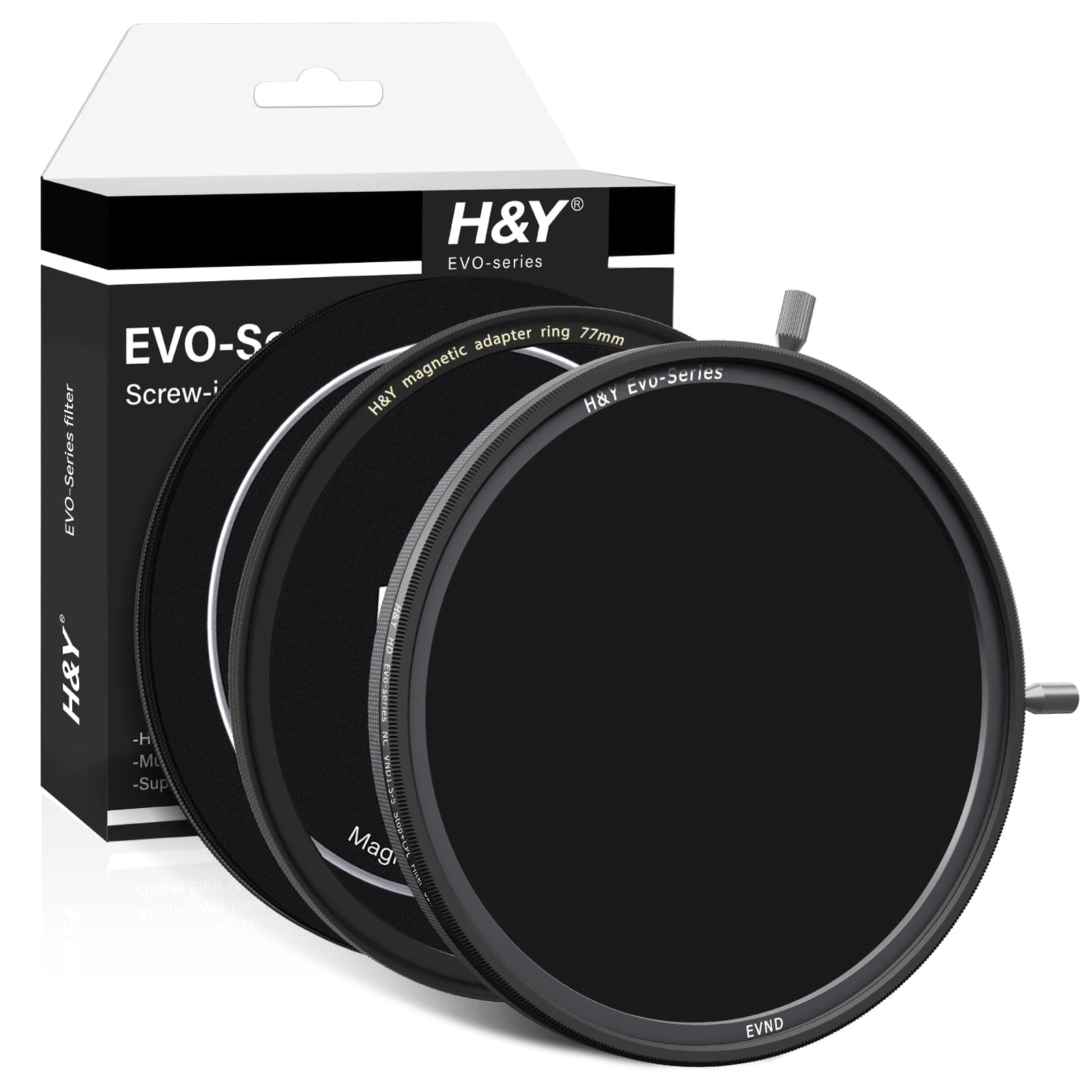 H&Y EVO 77mm Variable ND3-32 & CPL 2 in 1 Filter, Hybrid Magnetic & Threaded Neutral Density Polarizer Filter (1.5-5 Stops), True Color German Glass, 22-Layer Nano Coating for Video and Landscape