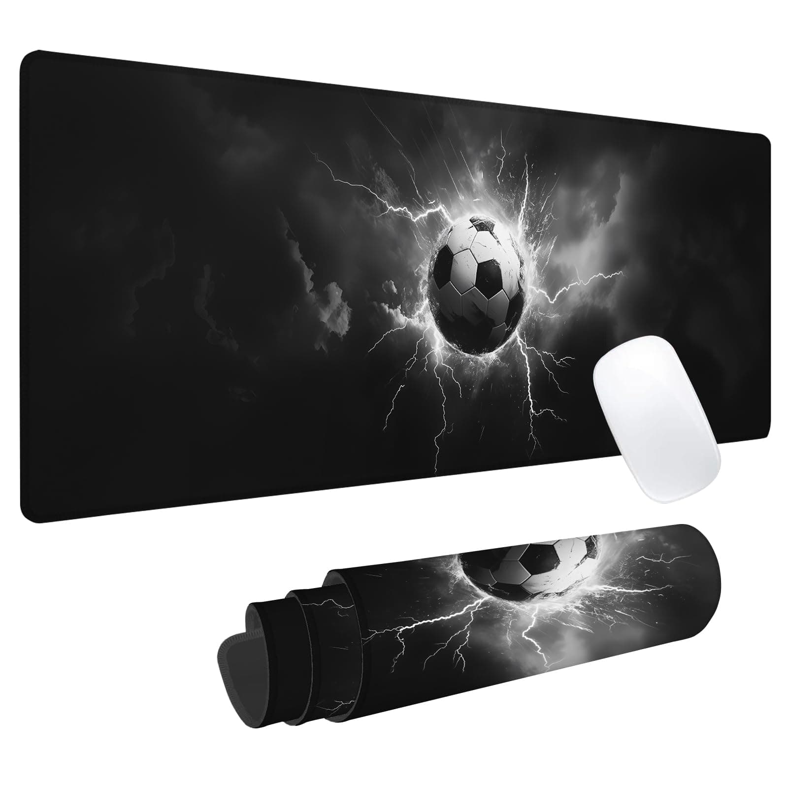 Soccer Gaming Mouse Pad, Office Desk Mat, Anti-Slip Rubber Base Cool Aesthetic Mouse Pads for Computer Laptop Keyboard School Home Desktop Gamer Home Accessories Decor 31.5" x 11.8"