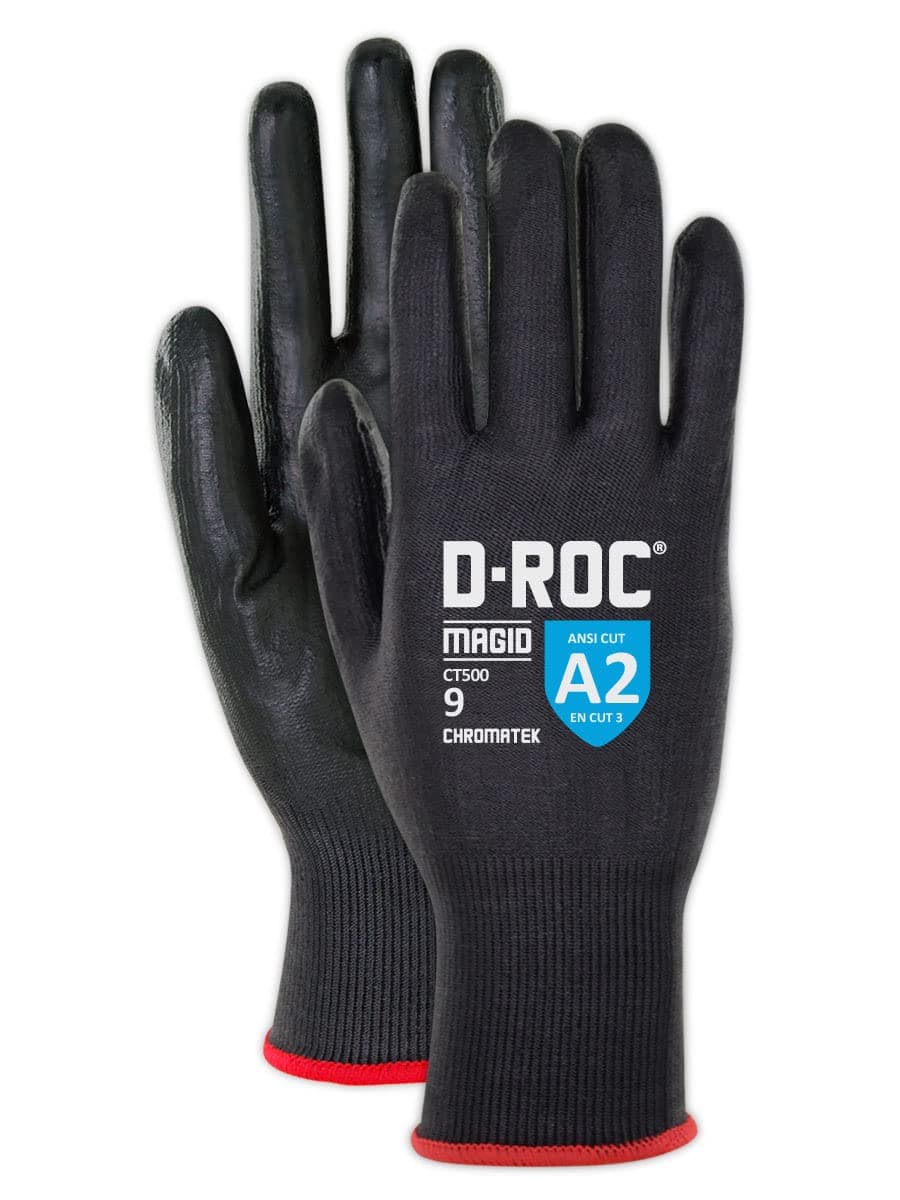 MAGID ChromaTek ANSI A2 Hyperon Blend PU Palm Coated Work Gloves, 12 Pairs, CT500