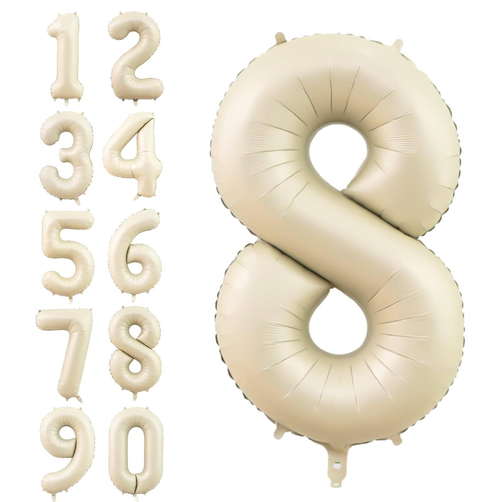 Beige Number 8 Balloon for Girls Men Women 40 Inch Large Number Foil Balloon 0-9 Digital Foil Balloon Birthday Party Decoration