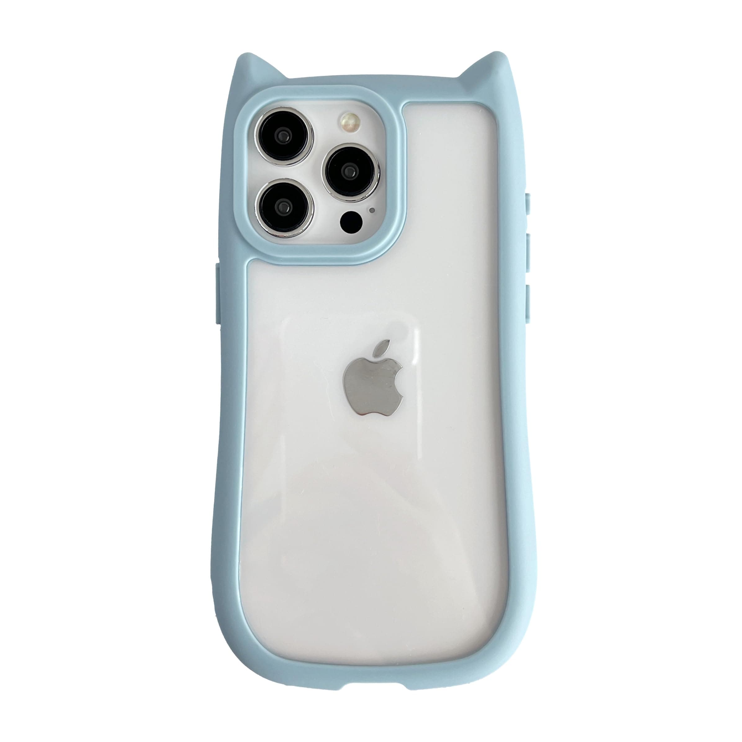 FLIRACON Cute Cat Ears Clear Phone Case Compatible with iPhone Case (Blue,iPhone 14 Pro)