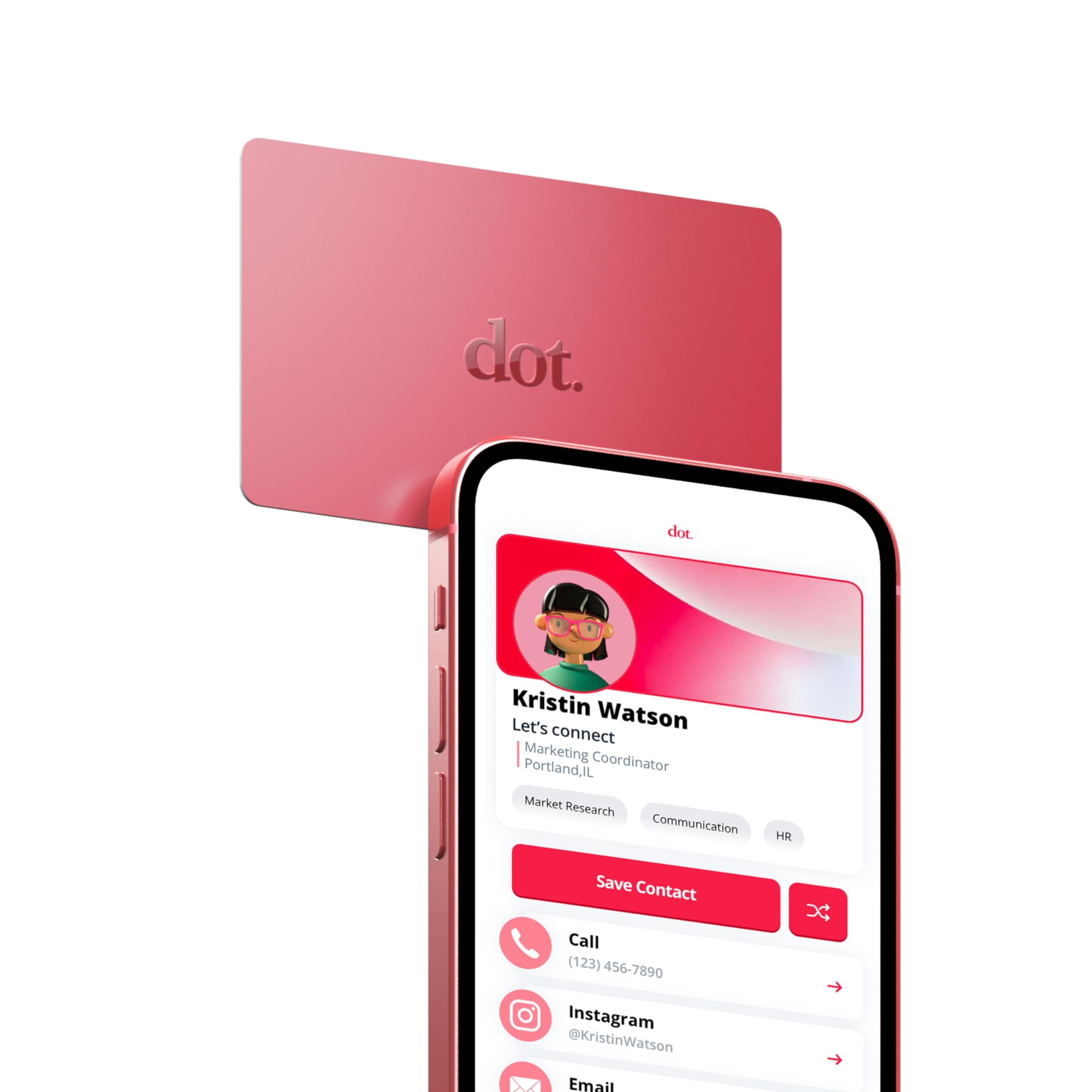dot. Card - Digital Business Card - Tap Compatible with iPhone & Android (Red)