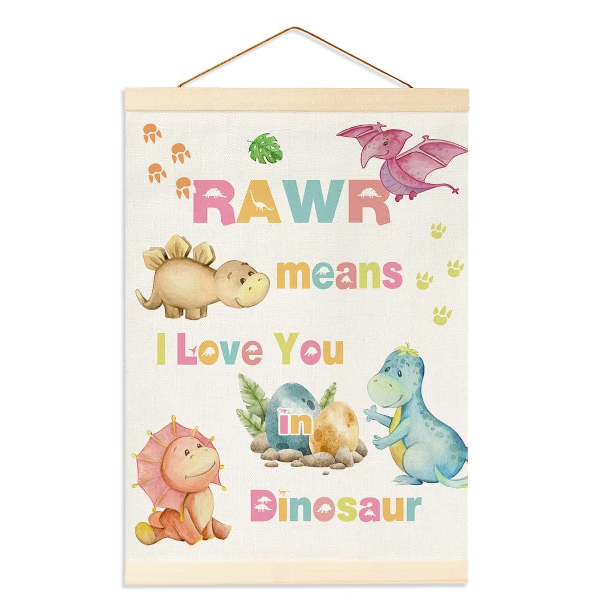 Dinosaur Room Decor for Boys, Dinosaur Wall Decorations, Inspirational Wall Art, Excellent Room Decor for Kids', Toddler, Playroom, RAWR Means I Love You in Dinosaurs Hanging Flag Banner