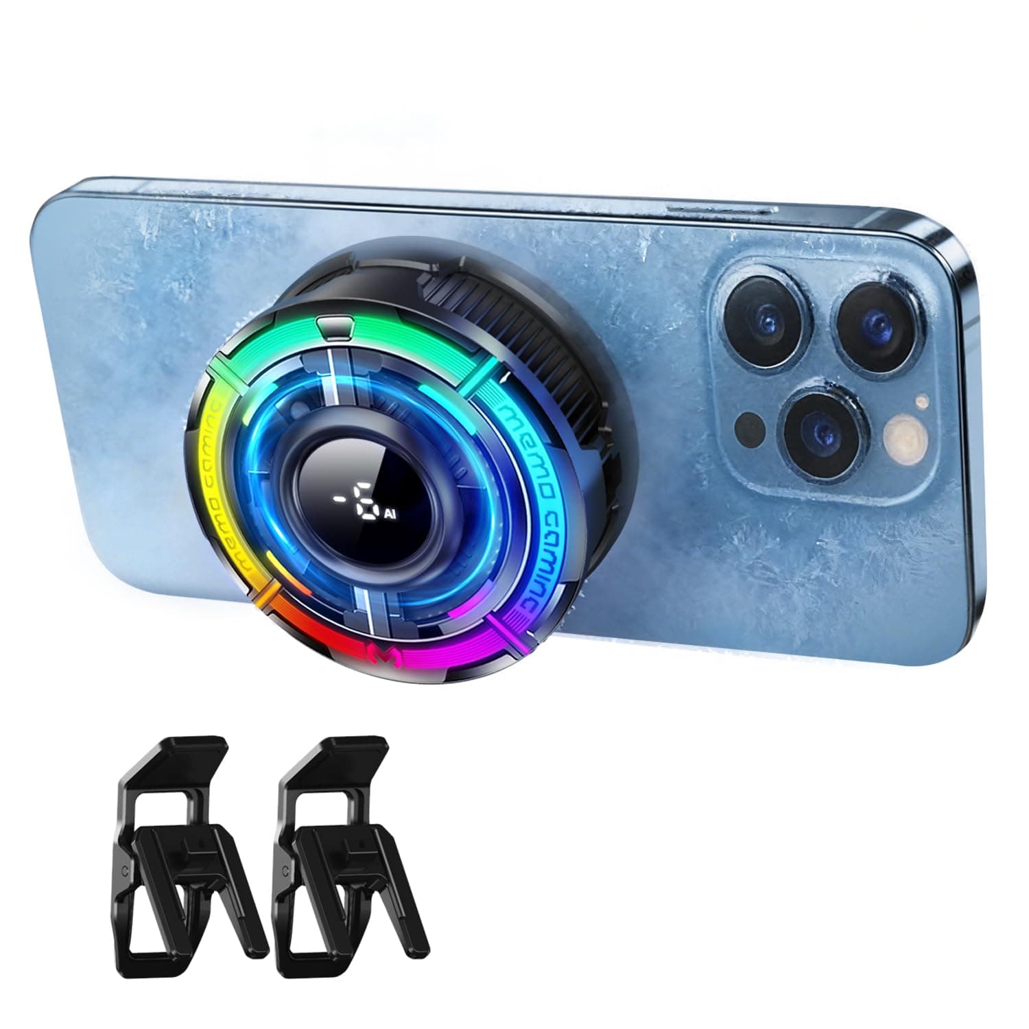 Magnetic Phone Cooler for Gaming, Cell iPhone Cooling Fan Hot Weather, Portable RGB Mobile Enfriador para Celular Case, Ventilador para Telefono ipad Keep Phone Cool, for iPhone/Android Series Phone