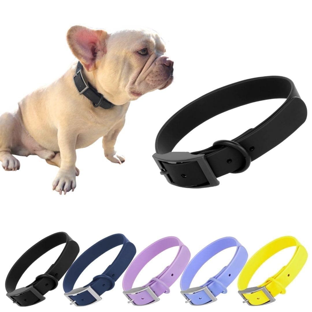 Waterproof Dog Collar, Soft Comfortable Pet Collars, Adjustable Odor Proof Heavy Duty Dog Collars Easy to Clean for Large, Medium Small Dogs by Bee N Buu (Black, Medium (length12-16, Width 3/4"))