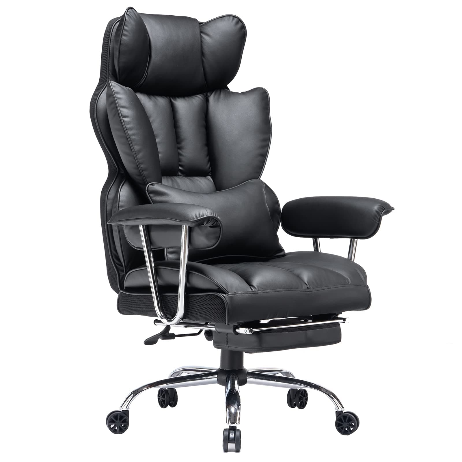 Efomao Big and Tall PU Leather Executive Office Chair, Black