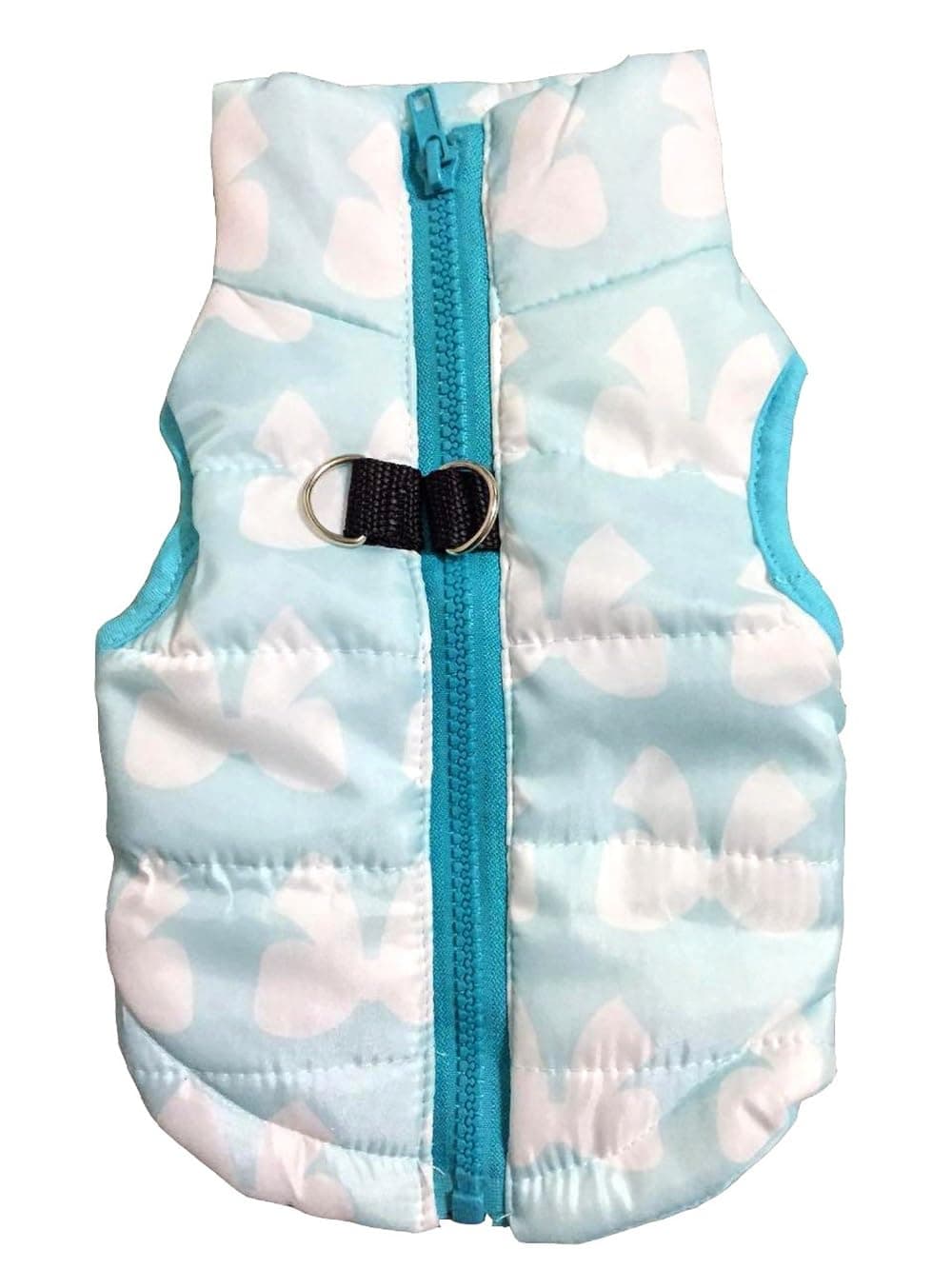 VEDEM Pet Puffer Zipper Quilted Vest Coat Cold Weather Dog Jacket for Small Dogs Cats (Blue-Bowtie, X-Large)