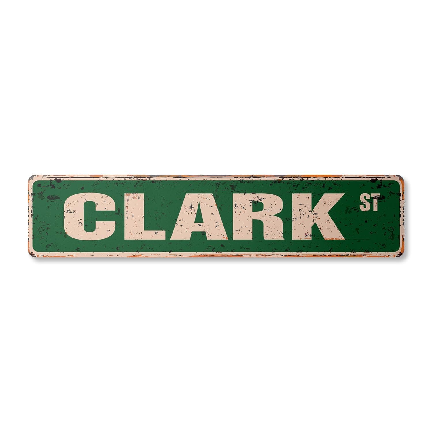 Clark Vintage Aluminum Street Sign Childrens Name Room Metal Sign Rustic Metal tin | Indoor/Outdoor | 18" Wide