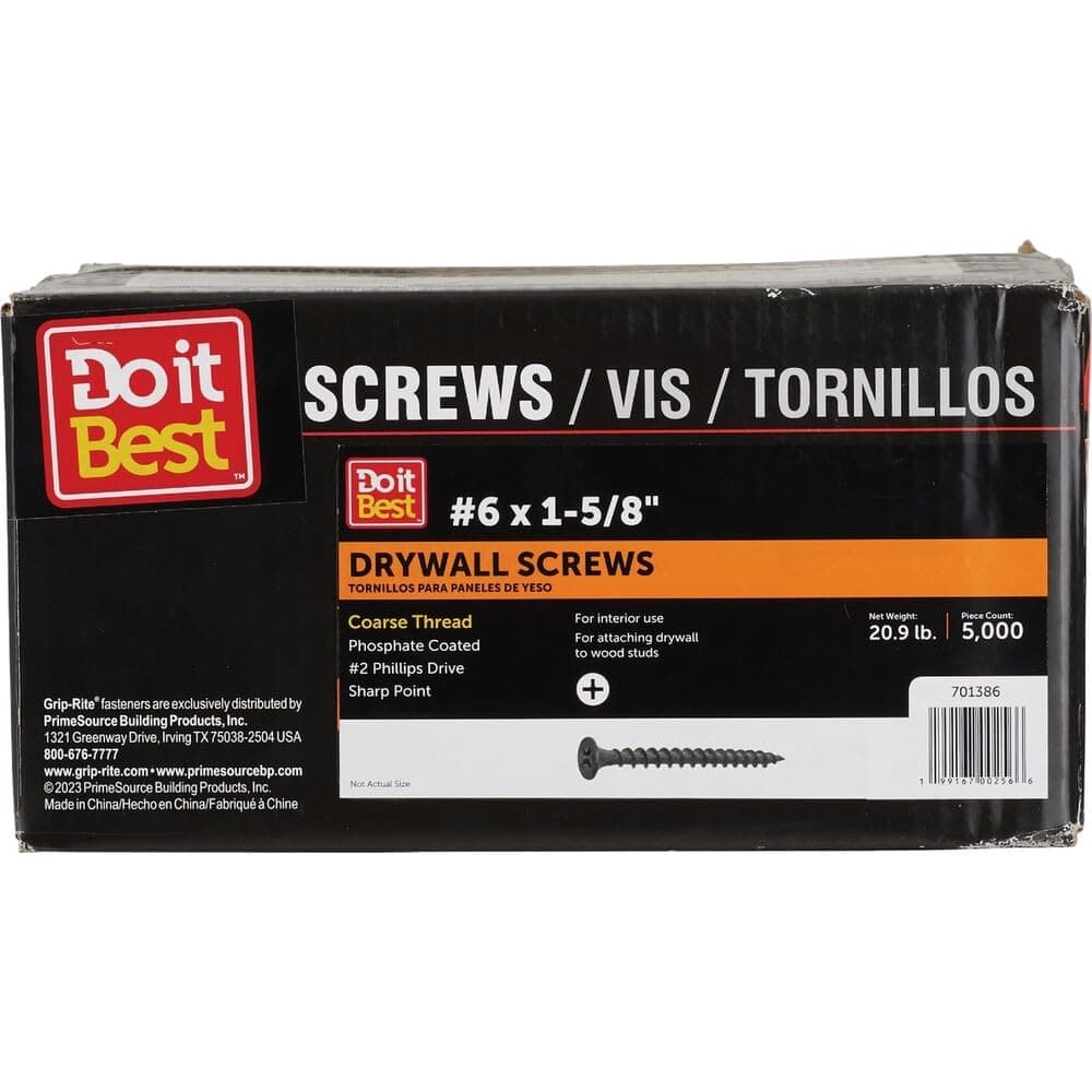 Grip Rite 158CDWS5M, 1.625 inches, Black