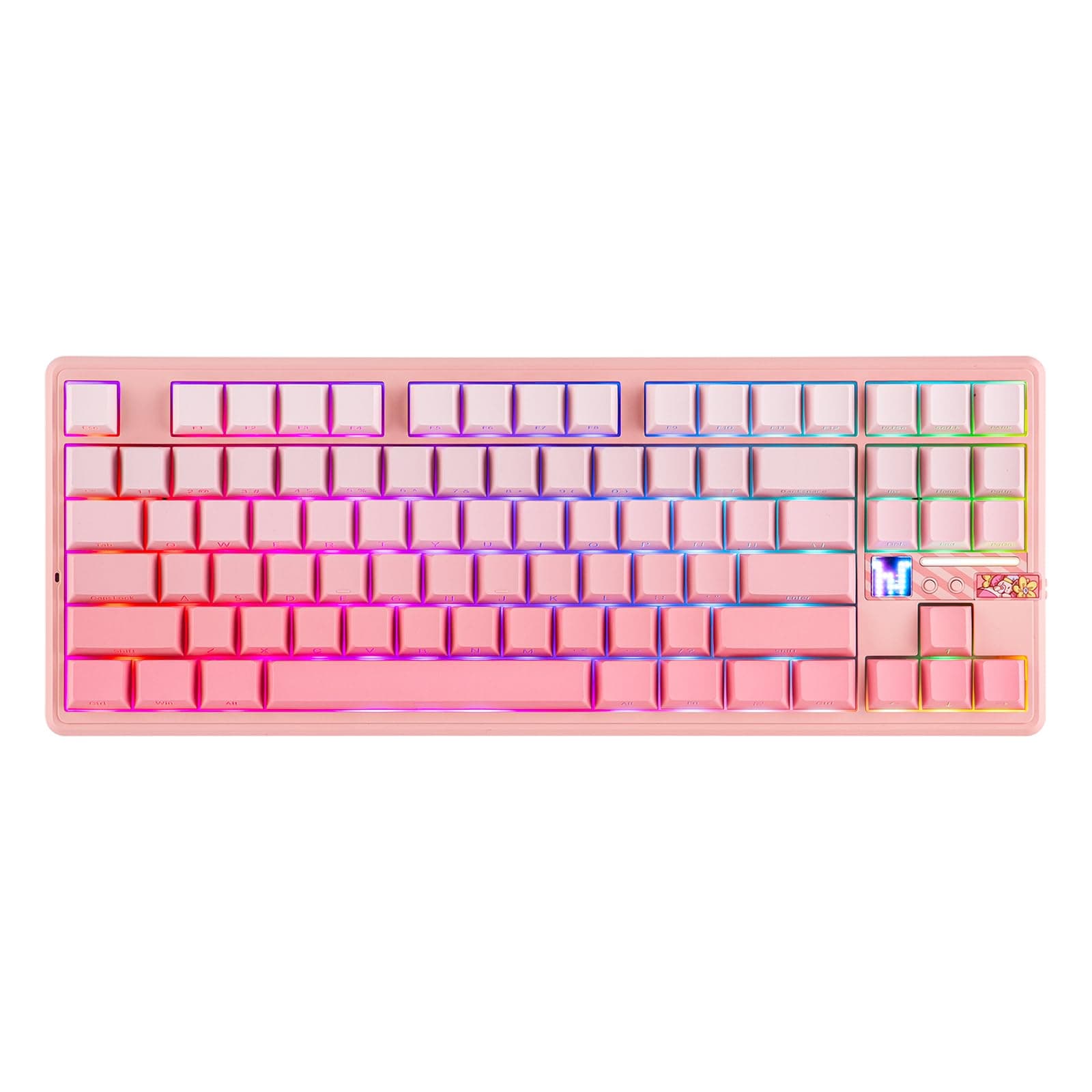 MechLands Aula F87 PRO V2 Wireless Gaming Keyboard with 10000mAh Battery, 8K Polling, SOCD/MT/TGL, BT/2.4GHz/Wired, Hot Swap TKL Mechanical Keyboard with Creamy Gasket, RGB Backlit (Pink Gradient)