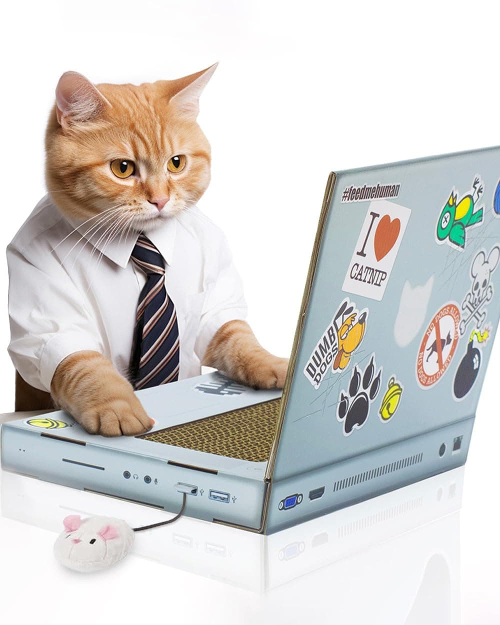 Suck UK Cat Scratch Laptop Cat Scratcher Laptop with Fluffy Mouse Interactive Cat Toys Paw Over Social Media & Catch Up On The Mews Kitten Toys & Cat Scratch Pads