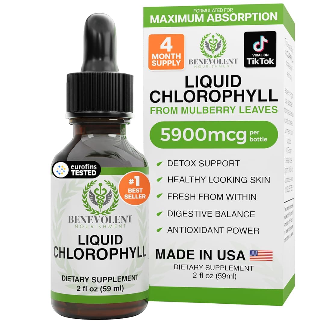 Benevolent Chlorophyll Liquid Drops for Internal Freshness, Peppermint