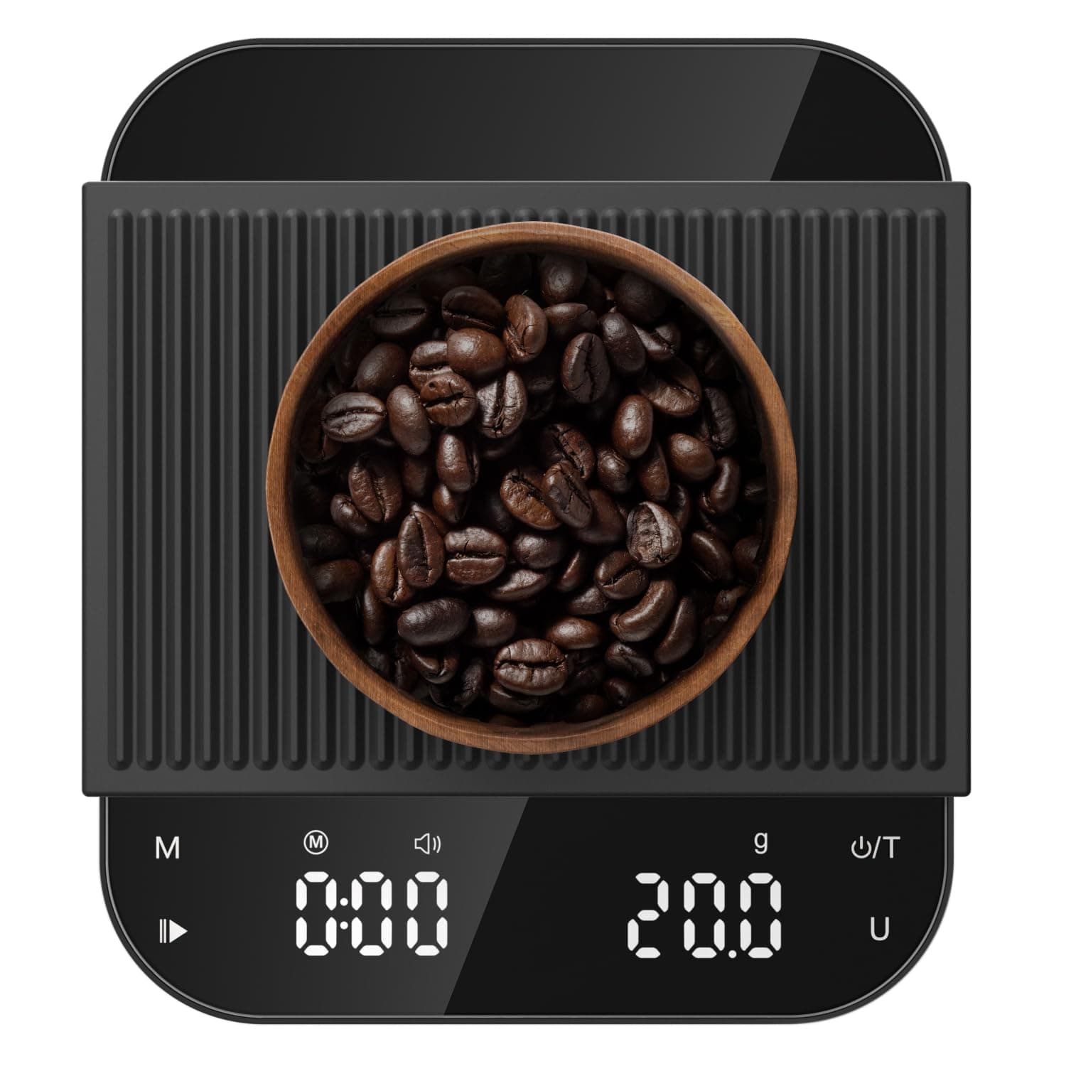 Ultrean Coffee Scale with Timer, 3kg/0.1g High Precision Drip Espresso Scale with Auto Tare, Rechargeable Kitchen Food Scale with Digital LED, Touch Sensor and Silicone Cover, 6 Units, Black