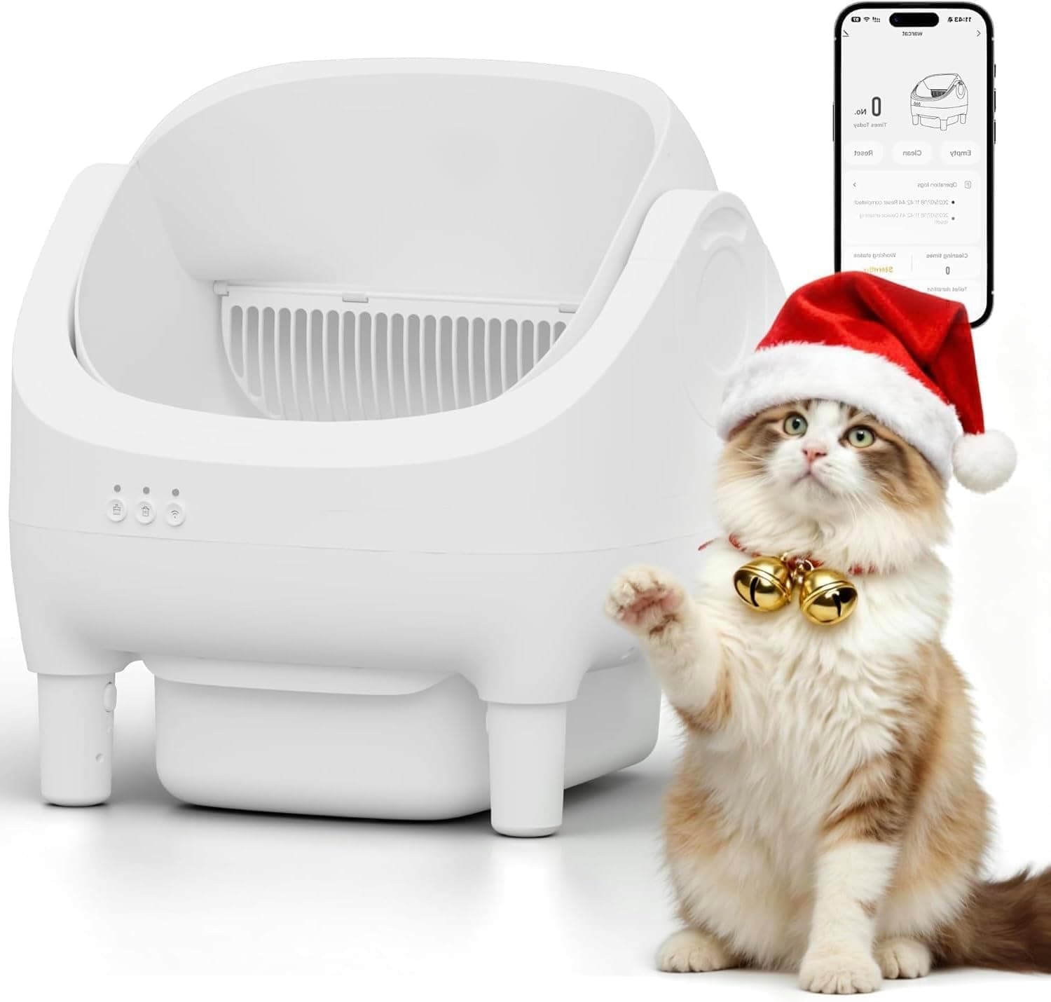 VICTONE 15L Open-Top Self-Cleaning Cat Litter Box with App Control, White