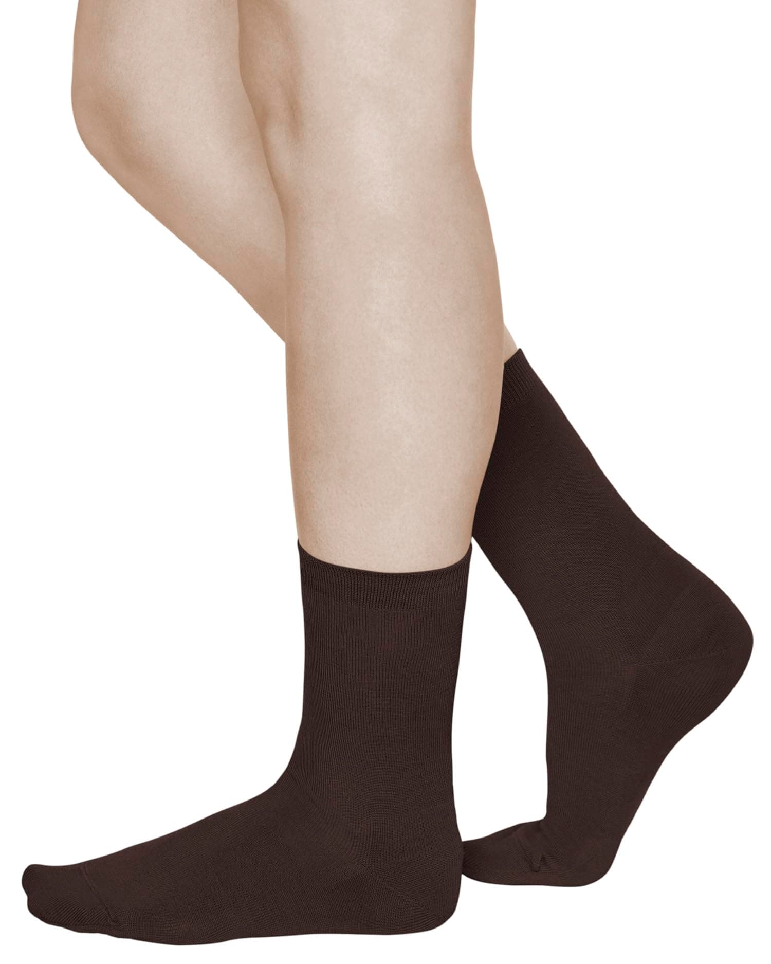 vitsocks Women's 80% MERINO WOOL Thin Warm Winter Socks (3 PAIRS) Fine Lightweight Mid Everyday Woollen Dress Ladies, brown, 2.5-5.5