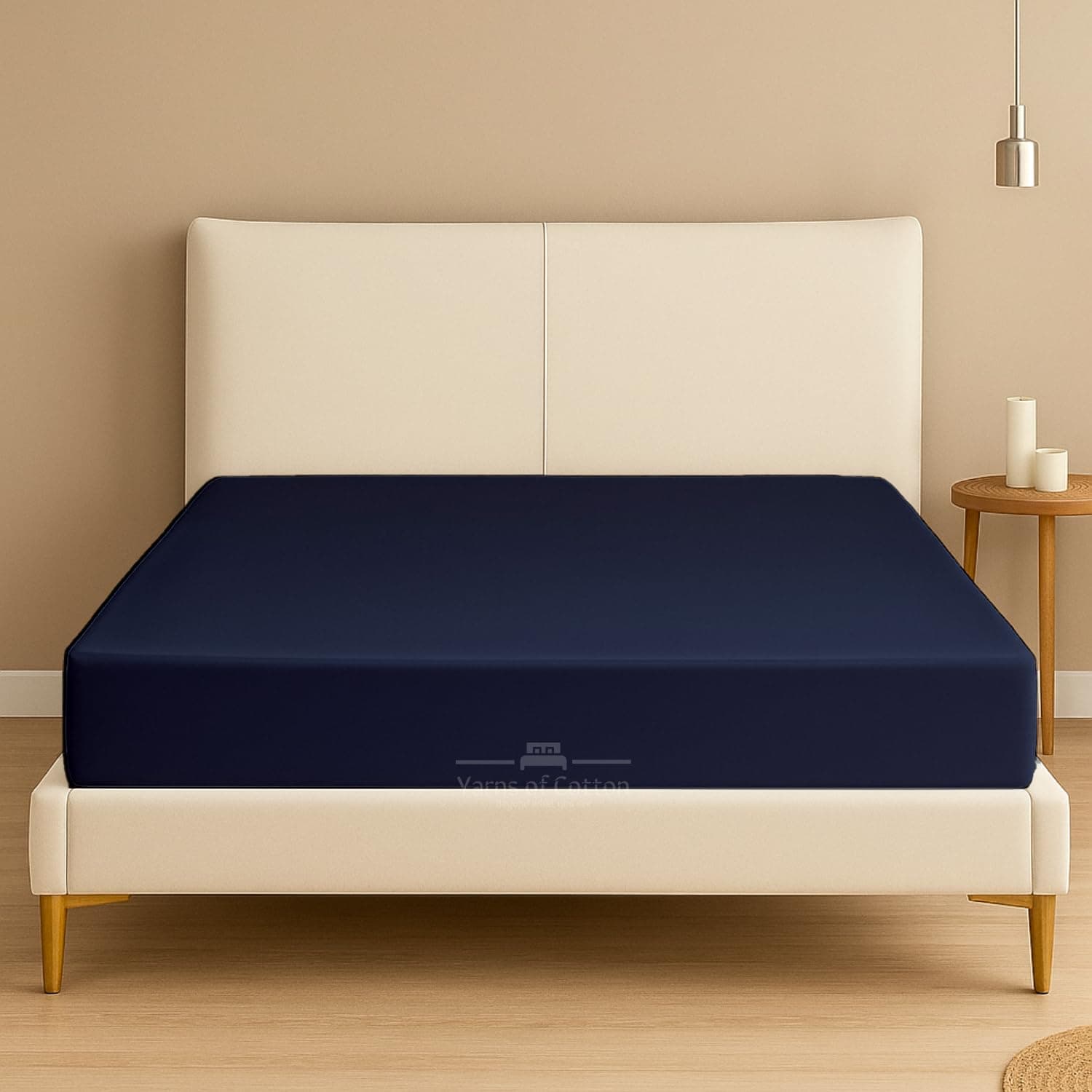 Cal-King Size Fitted Bottom Sheet Only - Premium 600 Thread-Count 100% Egyptian Cotton - 16 Inch Extra Deep Pockets - Ultra Soft & Breathable - Wrinkle & Fade Resistant - Single Fitted Only, Navy