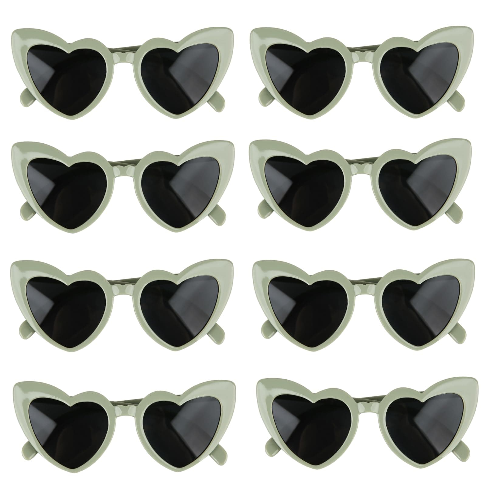 Clcnsusilk 8 Pairs Bachelorette Party Heart Shaped Sunglasses Party Decorations Bridesmaid Proposal Gifts for Women girls (Sage Green)