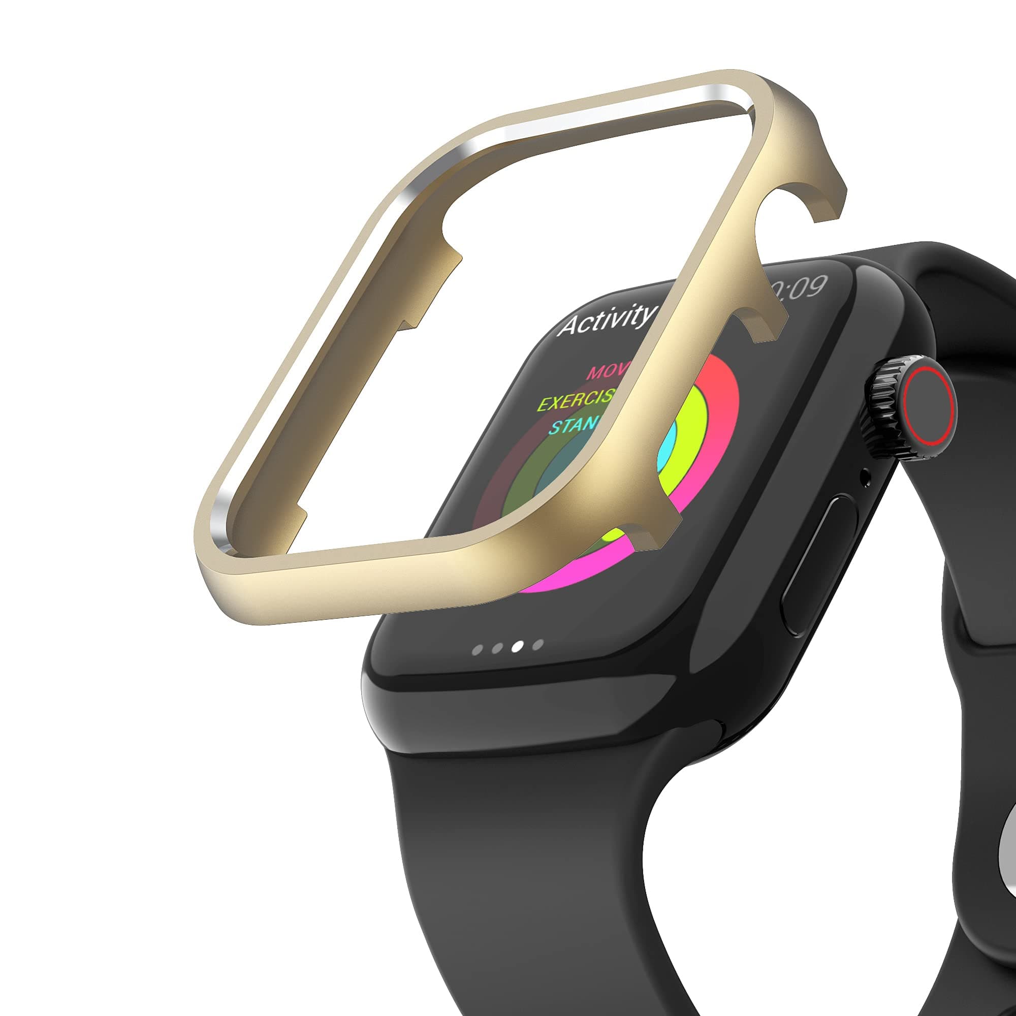 Gold Cases Aluminum Compatible with Apple Watch 3 42mm Gold, Hard Case Protector Scratch Resistant Stainless Steel Covers Shockproof Rugged Case Metal Frame Compatible with iWatch 42mm Series 3/2/1
