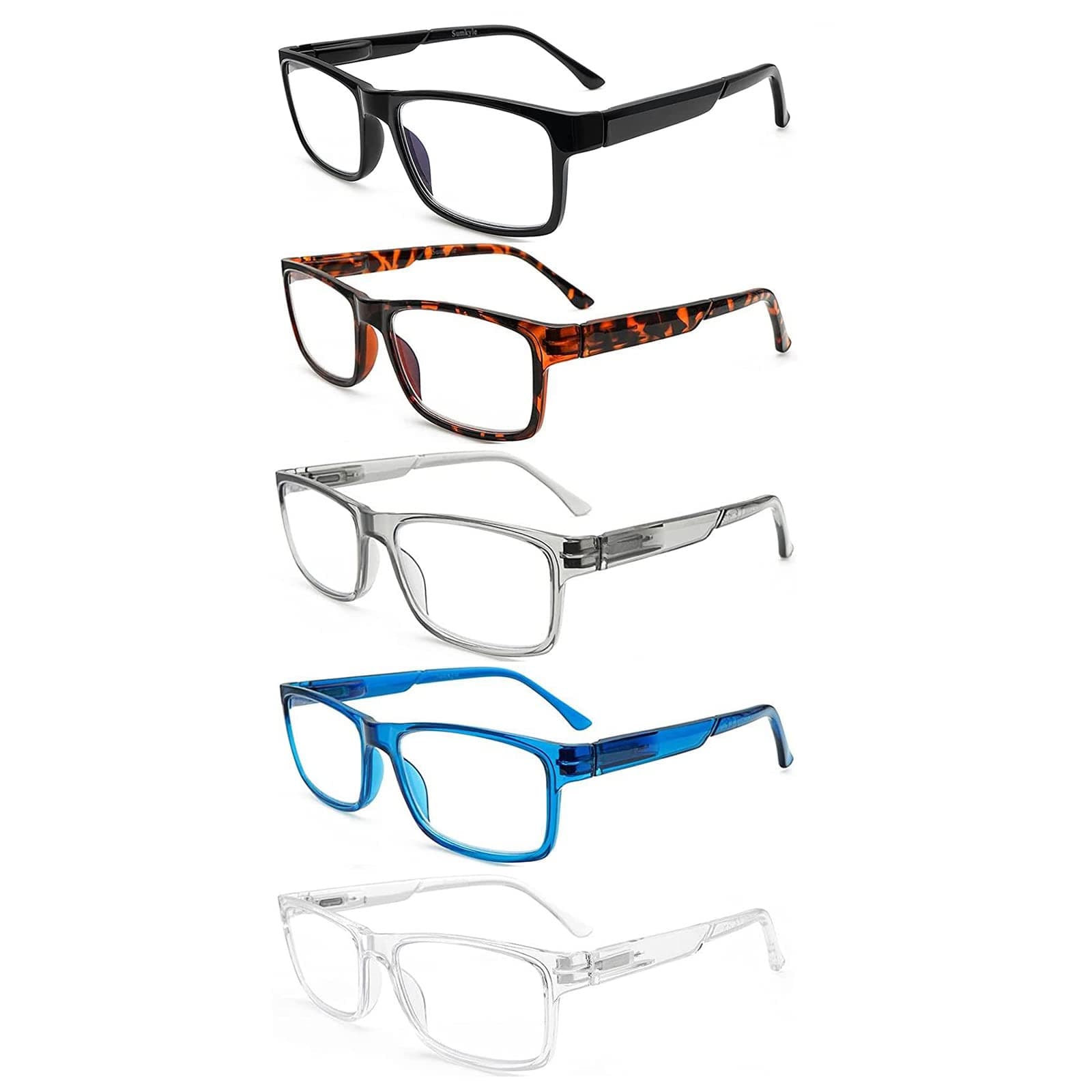5 Pack Reading Glasses Blue Light Blocking UV400 Anti Glare Computer Readers for Men Women (5 Mix C2, 1.50, multiplier_x)