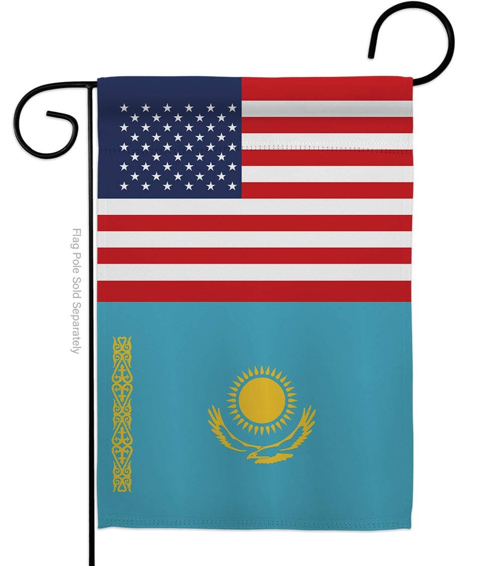 Americana Home & Garden Kazakhstan US Friendship Garden Flag Regional Nation International World Country Particular Area House Decoration Banner Small Yard Gift Double-Sided, Made In USA