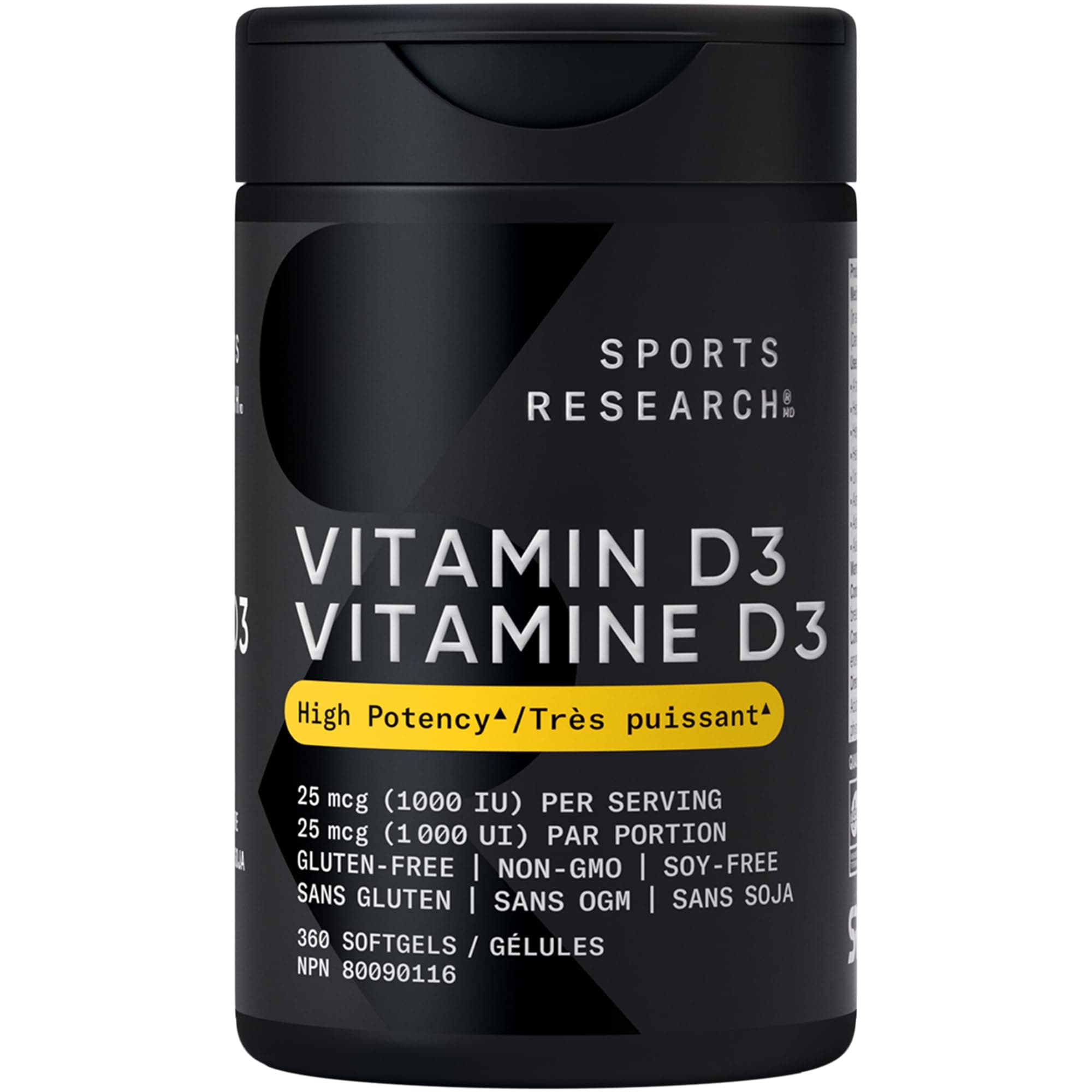 Sports Research® Vitamin D3 1000iu/25mcg with Coconut Oil, 360 Softgels