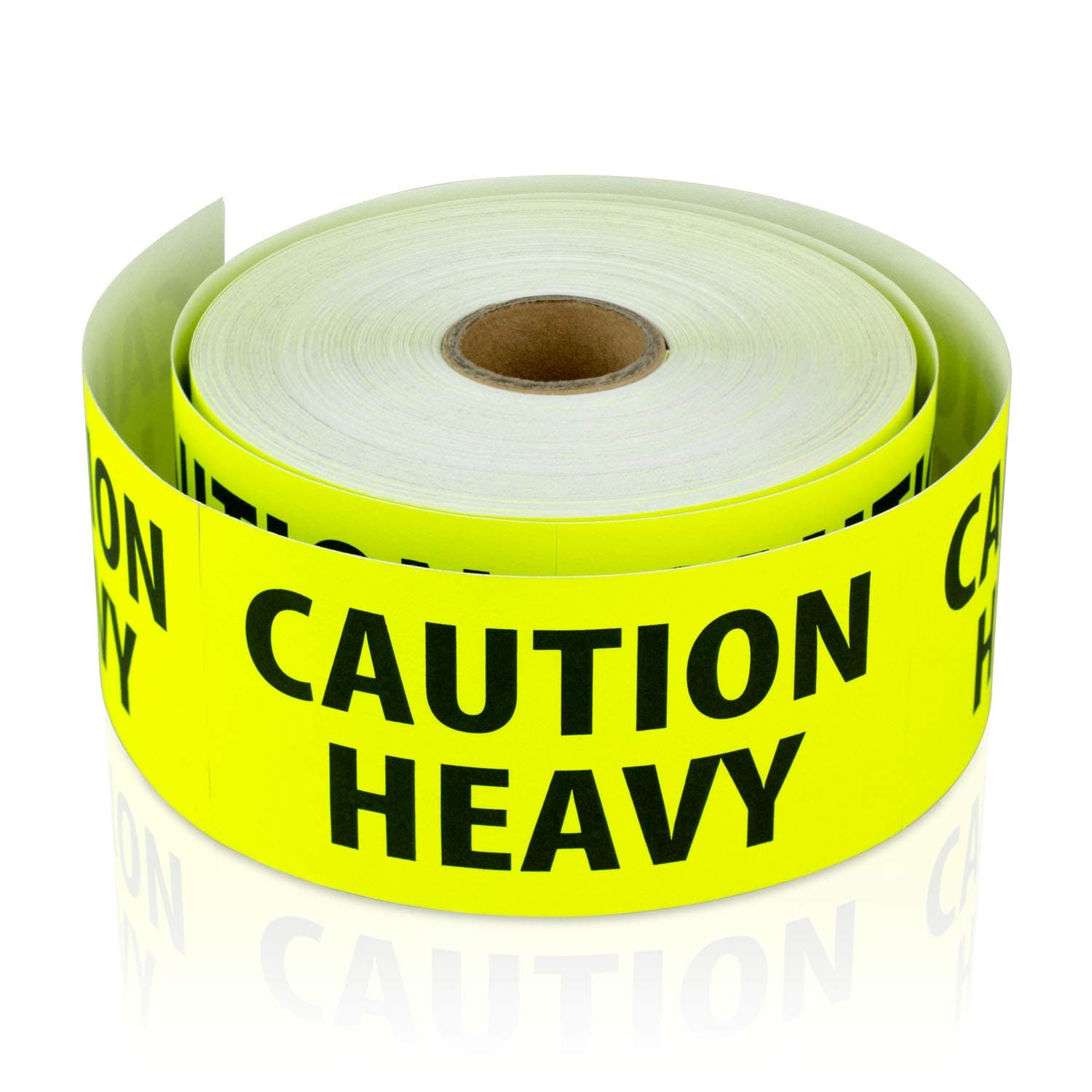 300 Caution Heavy Stickers - 2 x 4 inch, Caution Stickers for Shipping, Moving, Handling Heavy Alert Labels (Fluorescent Yellow) - 1 Roll