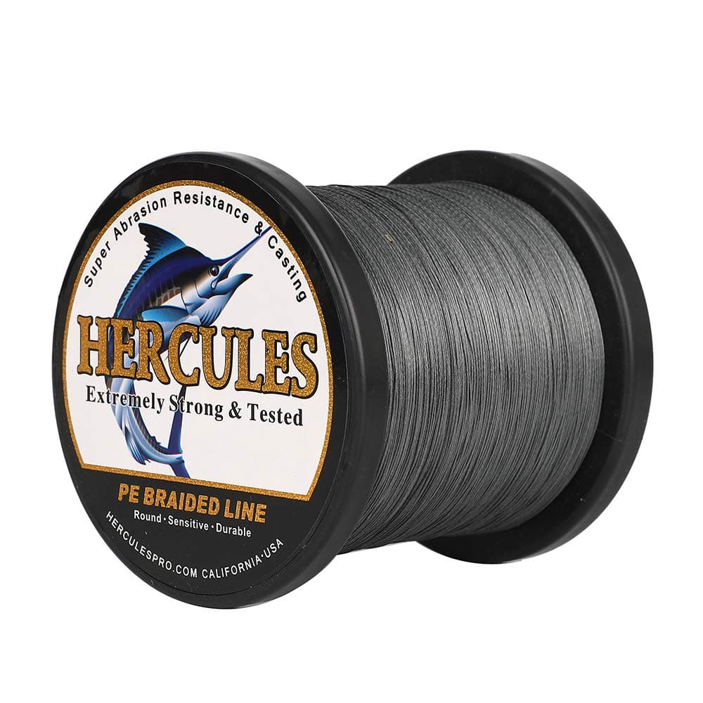 HERCULES Super Cast 1000M 1094 Yards Braided Fishing Line 80 LB Test for Saltwater Freshwater PE Braid Fish Lines Superline 8 Strands - Grey, 80LB (36.3KG), 0.48MM