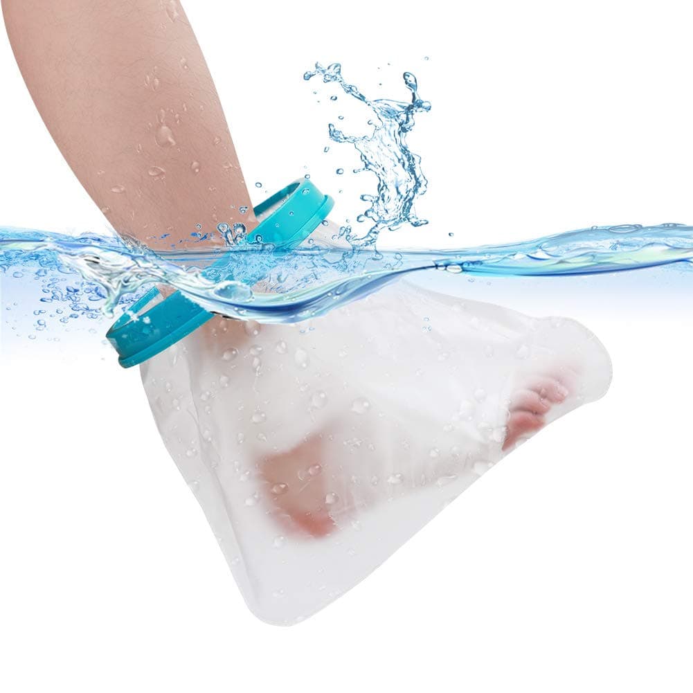 UpGoing Waterproof Foot Cast Wound Cover Protector for Shower Bath, Watertight Cast Bag Covers for Broken Surgery Foot, Ankle Wound and Burns Adult 100% Reusable (12.9"13.5"7") [2019 New Upgrade]