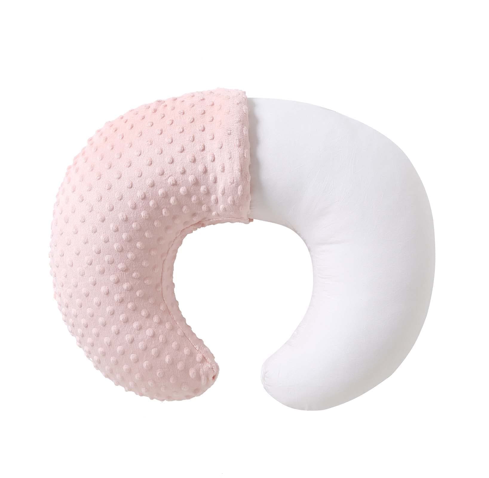 QUENESS Nursing Pillow with Slipcover for Baby Boys and Girls, Breast Feeding Pillows with Pillowcase for Breastfeeding, Bottle Feeding, Baby Support with Removable Nursing Pillow Cover (Lightpink)