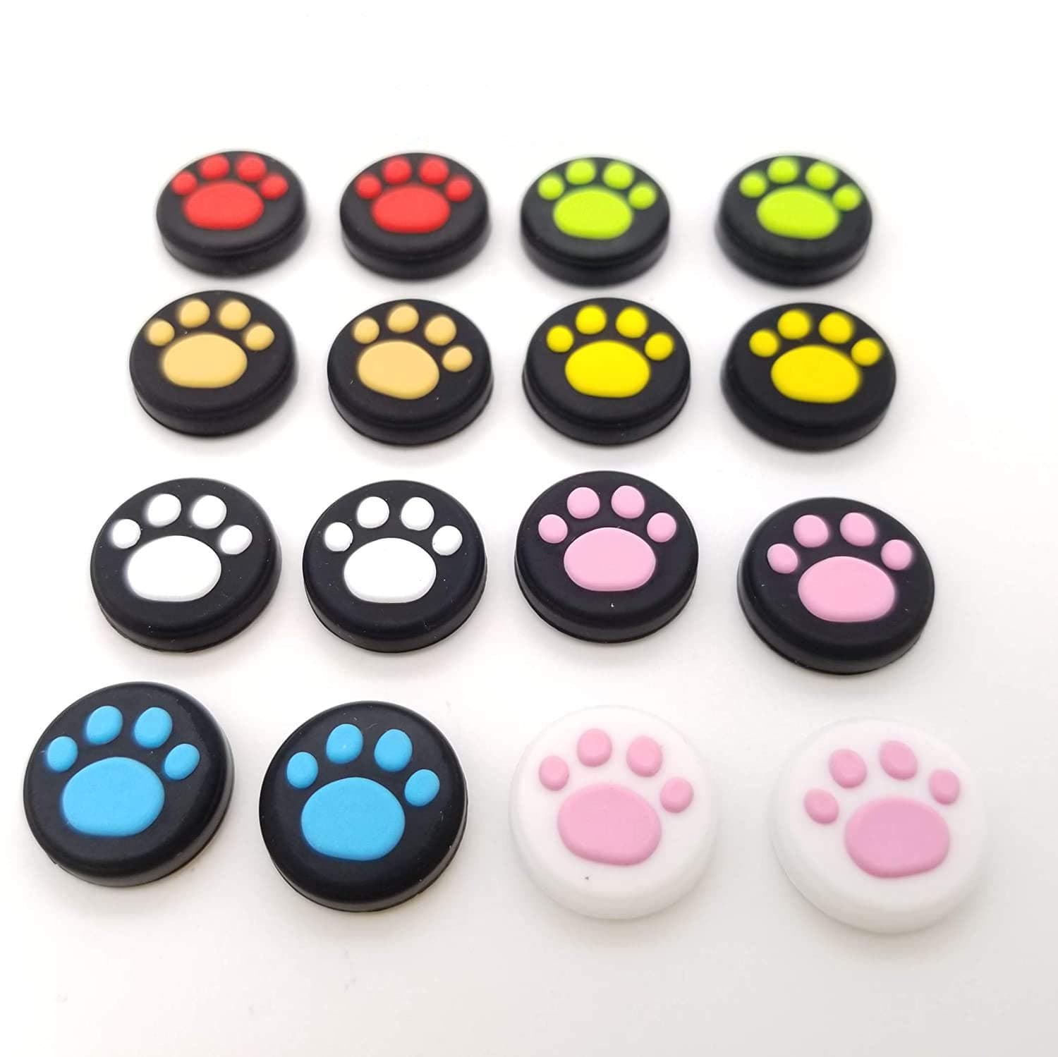 Liphontcta Silicone Joystick Thumb Grips Grip Cover Thumbstick Cap for Nintendo Switch Lite Console for Joy-Con Controller Joystisck Thumb Grip Cap Cat Paw Claw (Pink on White)