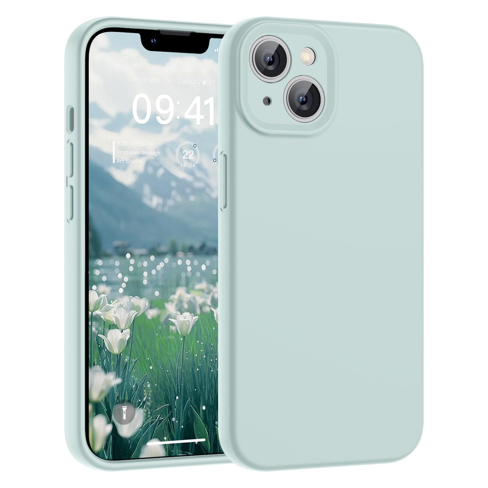 SUPFINE Designed for iPhone 14 Case,Premium Liquid Silicone with [Soft Anti-Scratch Microfiber Lining][Upgraded Camera Protection] Slim Shockproof Protective Phone Case for Men Women Girls,Cloud Blue