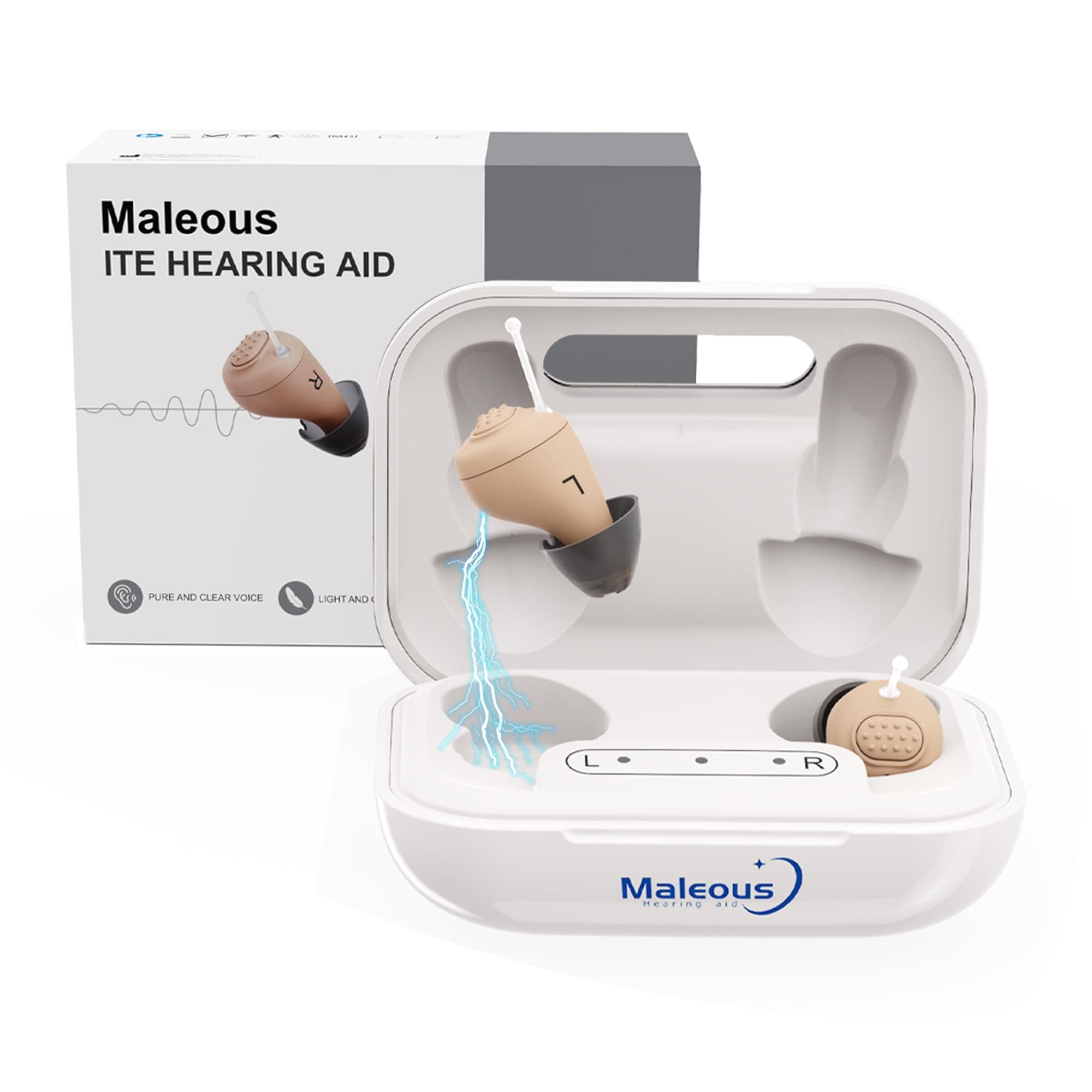 Hearing Aids for Seniors Rechargeable, Comfortable and Invisible IN-THE-EAR Hearing Aids with Noise Cancelling,Clear Sound, Standby 80H, One-Button Operation, Comfortable Fit for Elderly & Hearing Loss