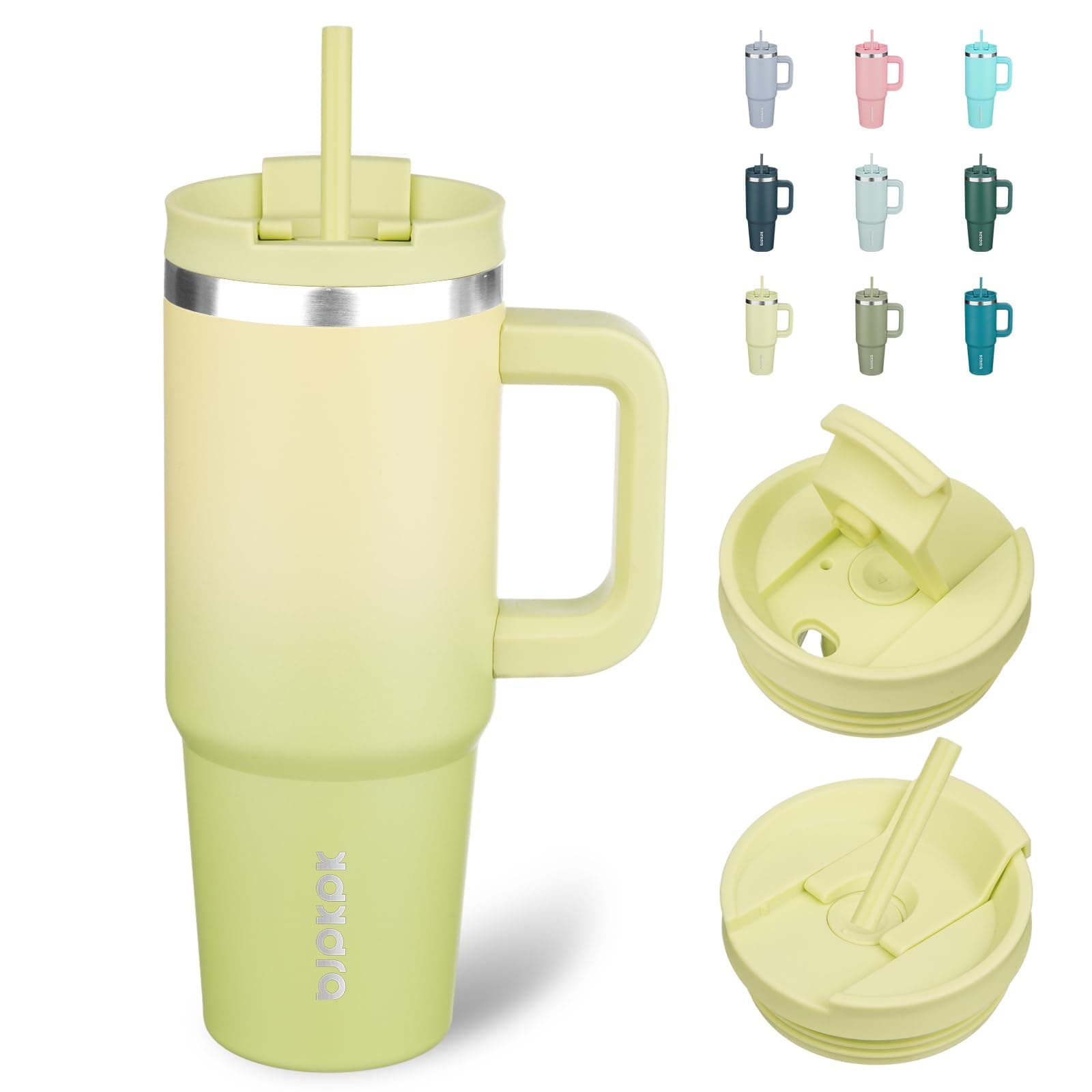 BJPKPK 30 oz Insulated Tumbler with Handle & Straw, Stainless Steel