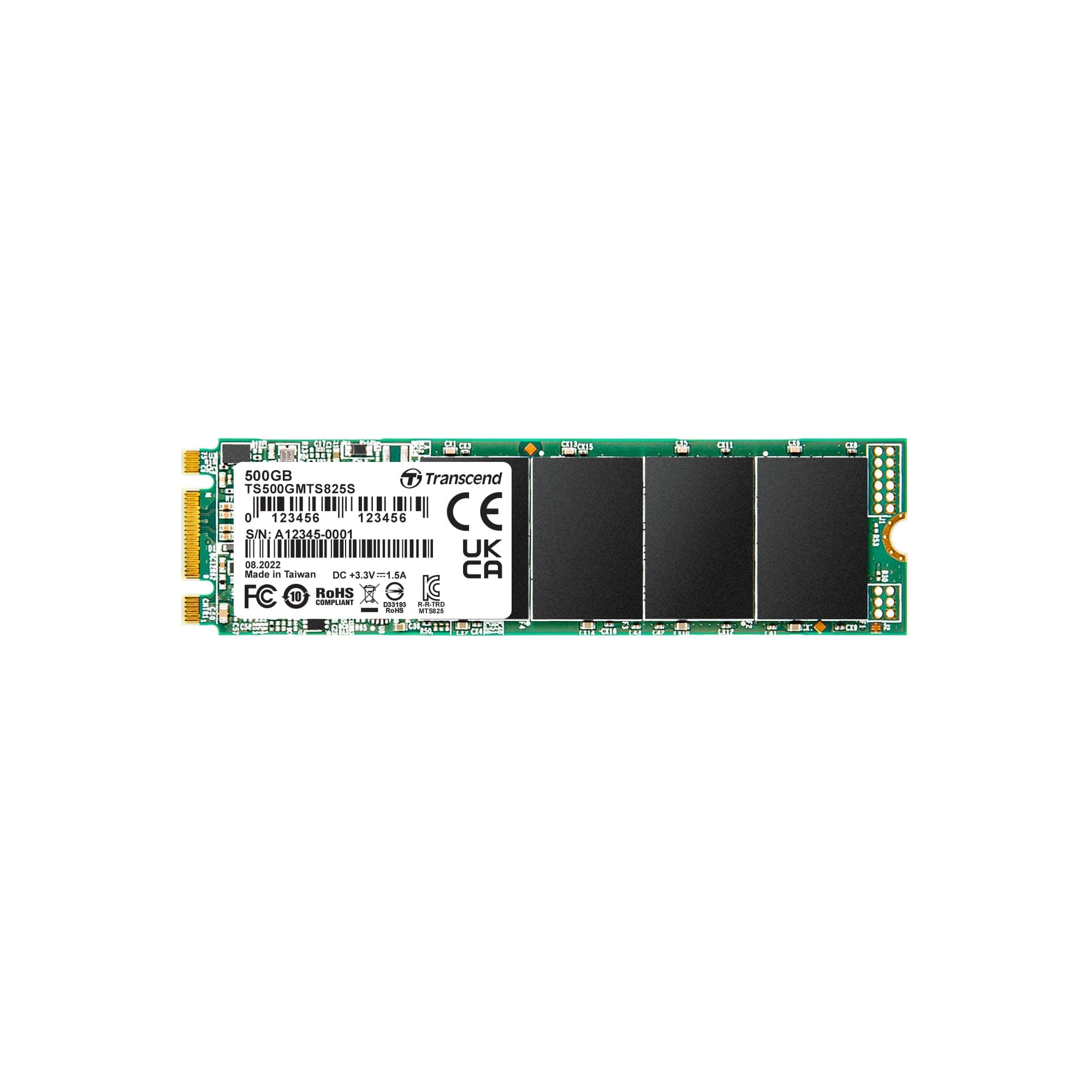 Transcend 500GB MTS825S M.2 SATA III 2280 SSD, SLC Cache, B+M Key