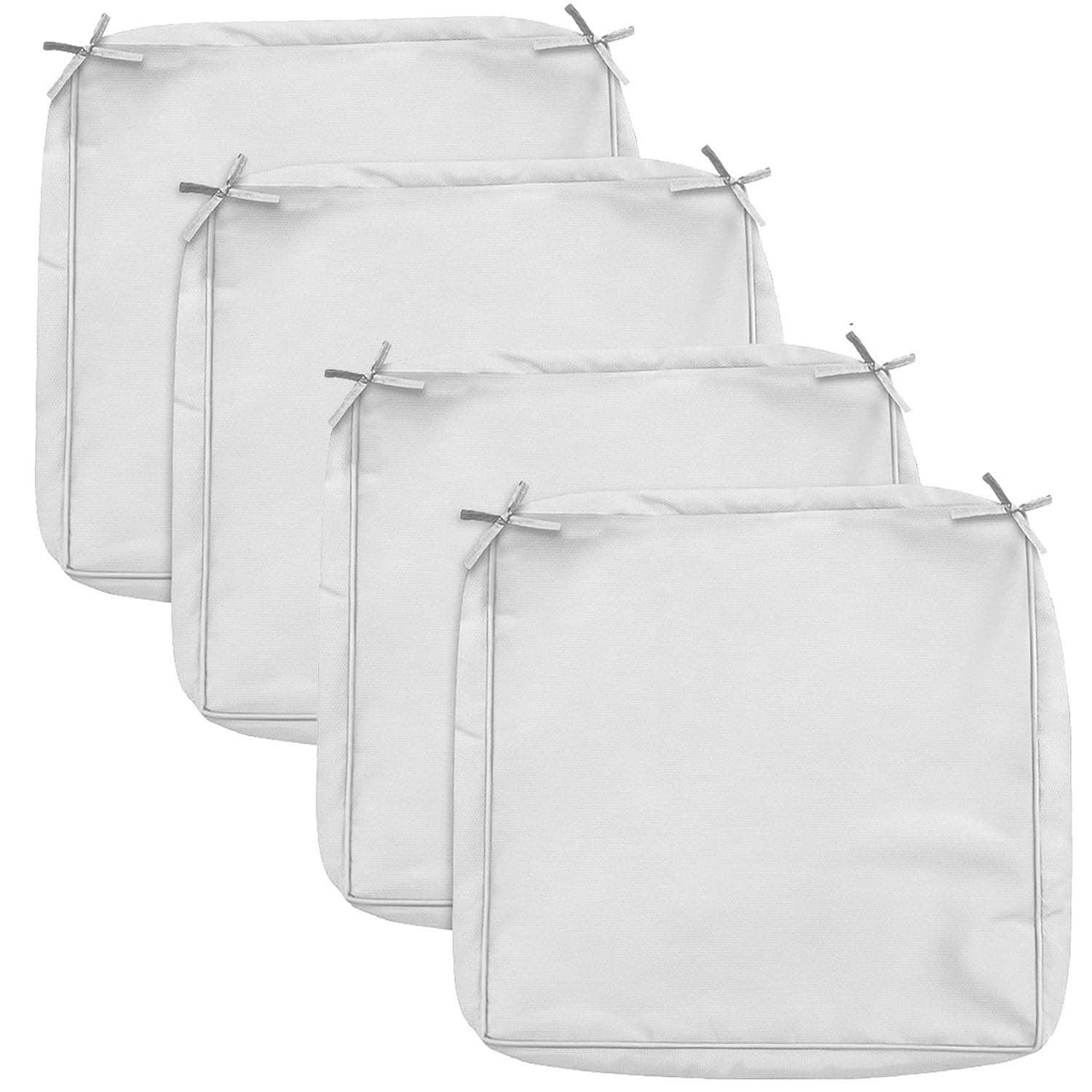 Waterproof Patio Seat Cushion Covers Set of 2/4 Replacement Non-Slip Outdoor Cushion Slipcover with Zipper and Adjustable Straps for Outdoor Furniture, Covers Only(Light Gray,48x48x8cm 4pcs)