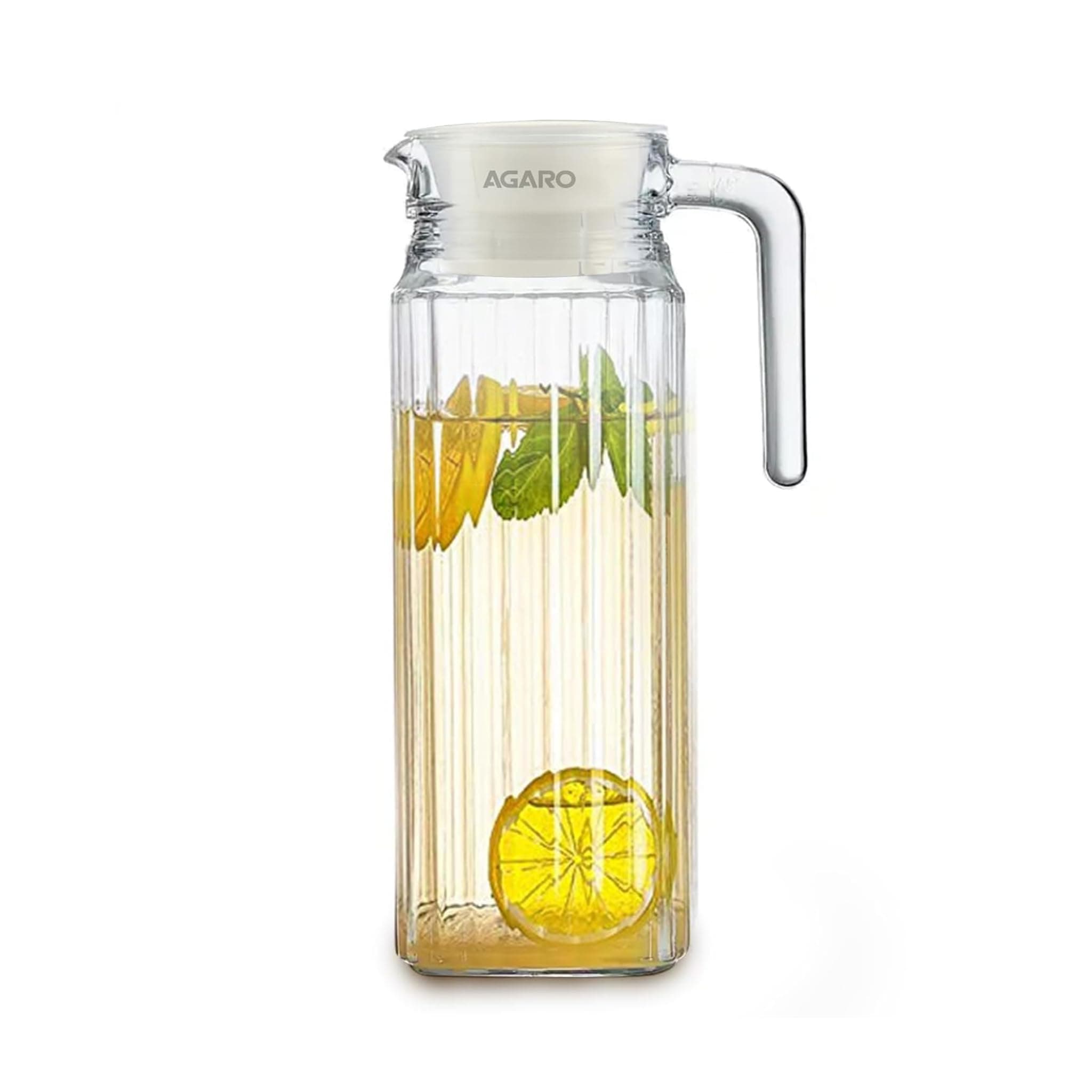 AGARO Elegant Glass Jug with Lid, 1.1L, Cold Water ice Tea, Milk and Juice Beverage Carafes jug Pitcher