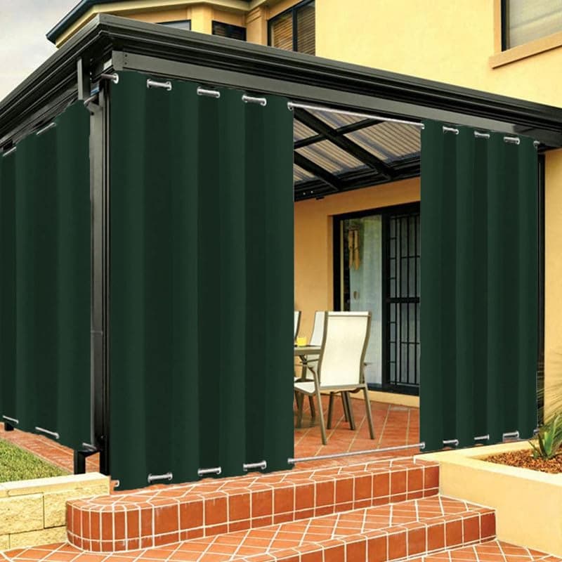 Weighted Windproof Outdoor Curtains for Patio with Grommets On Top and Bottom, Waterproof Blackout Curtains for Pergola, Gazebo, Customizable Sizes, 1 Panel, W52 xH63, Dark Green