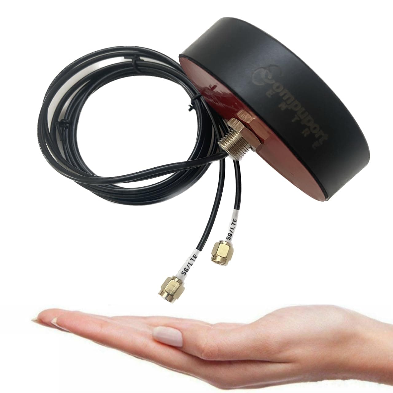 CompuPort LTE Puck Antenna MIMO Omni-Directional with Dual-Diversity 3' SMA Male Connector Cables Designed to Work with Sierra Airlink, Teltonika, Microhard, DiGi, or Any SMA modems