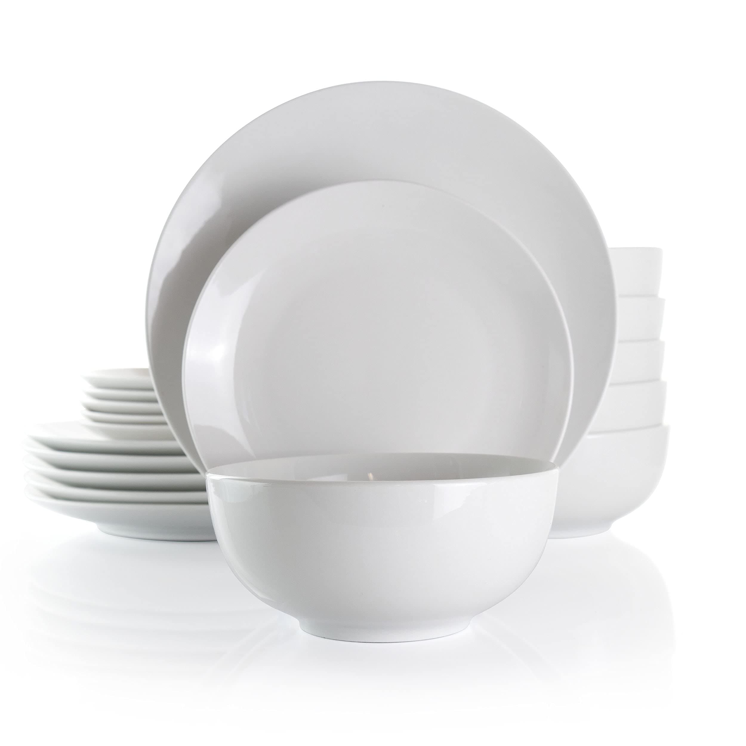 Elama Luna 18 Piece Porcelain Dinnerware Set in White