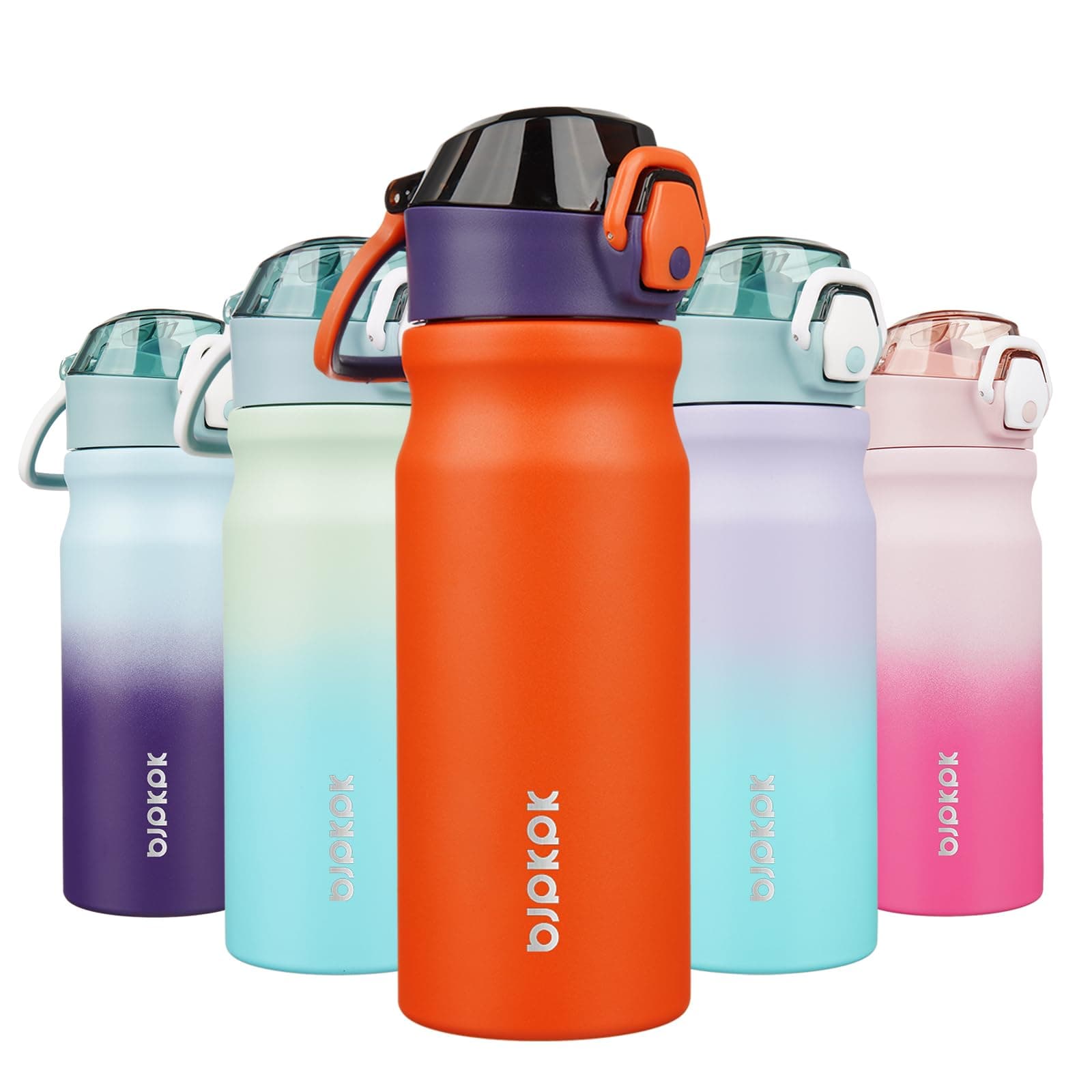 BJPKPK 18 oz Water Bottle with Straw & Handle, Insulated Stainless Flask