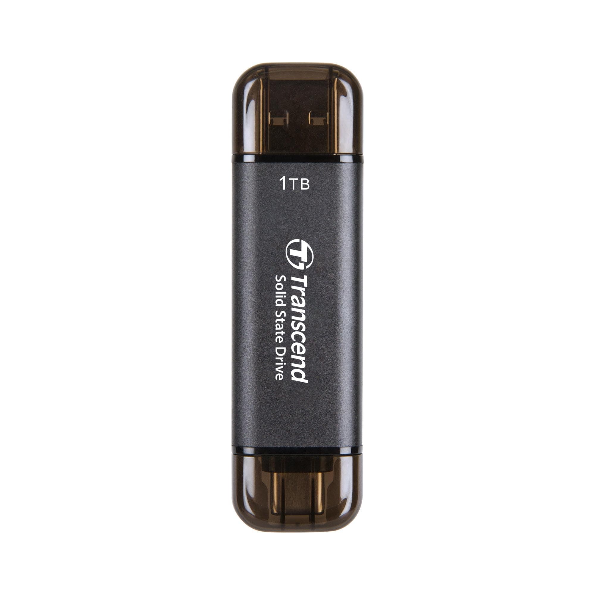 Transcend 1TB External SSD, Up to 1,050MB/s, Dual USB Drive for Pixel10, Tesla, iPhone17,16,15&iPad&Mac/Steam Deck/ROG Ally/MSI Claw/Android/PS5/Smart TV, 2-in-1 Type C &A, USB 3.2 Gen2 Portable SSD