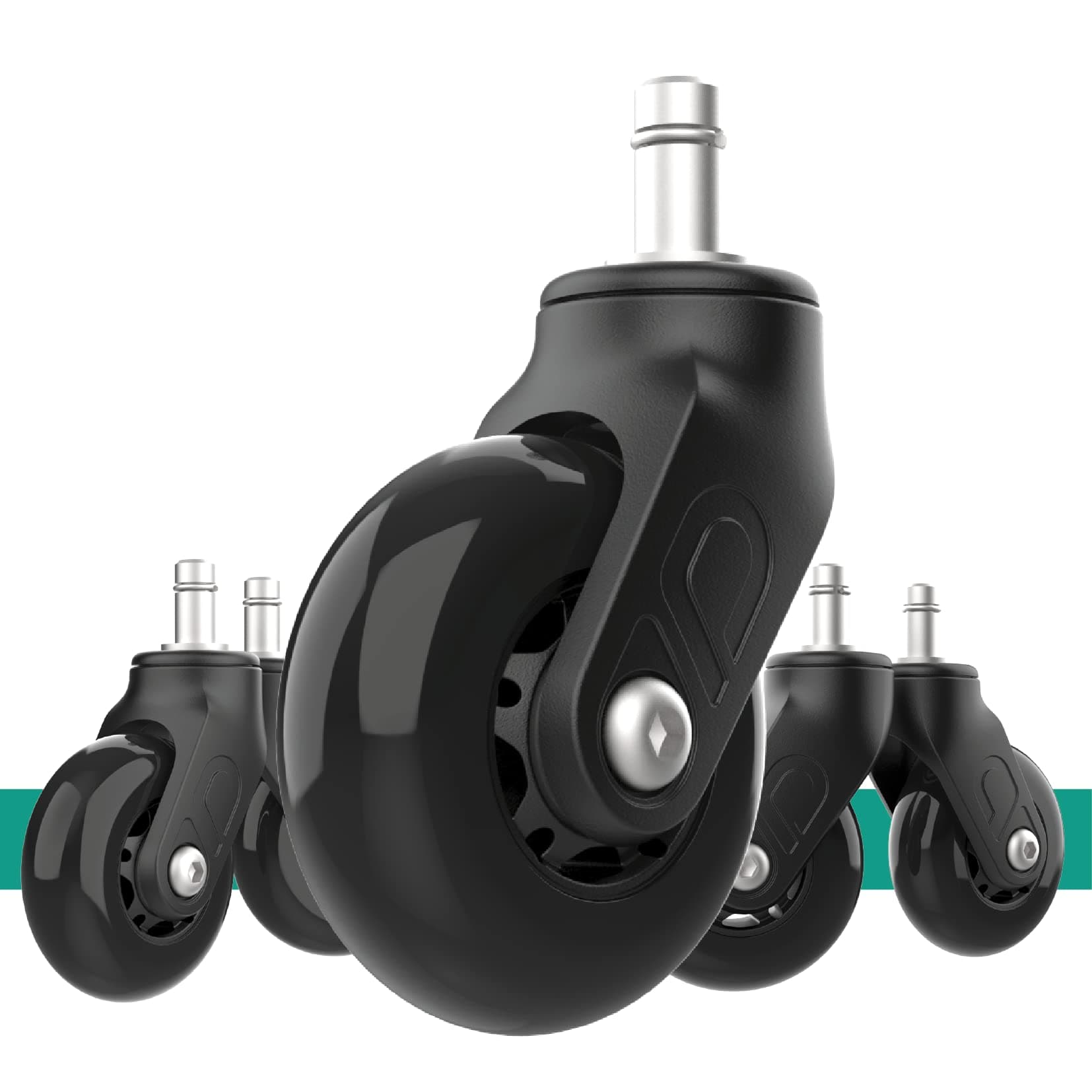 Riantwheel, Office Chair Wheels Replacement Rubber Chair casters for Hardwood Floors and Carpet, Set of 5, Office Chair Caster (Black)