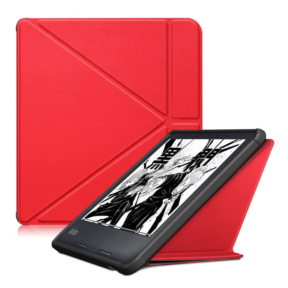 Kepuch Custer Case for Kobo Libra 2,Ultra-Thin PU-Leather Hard Shell Cover for Kobo Libra 2 - Red