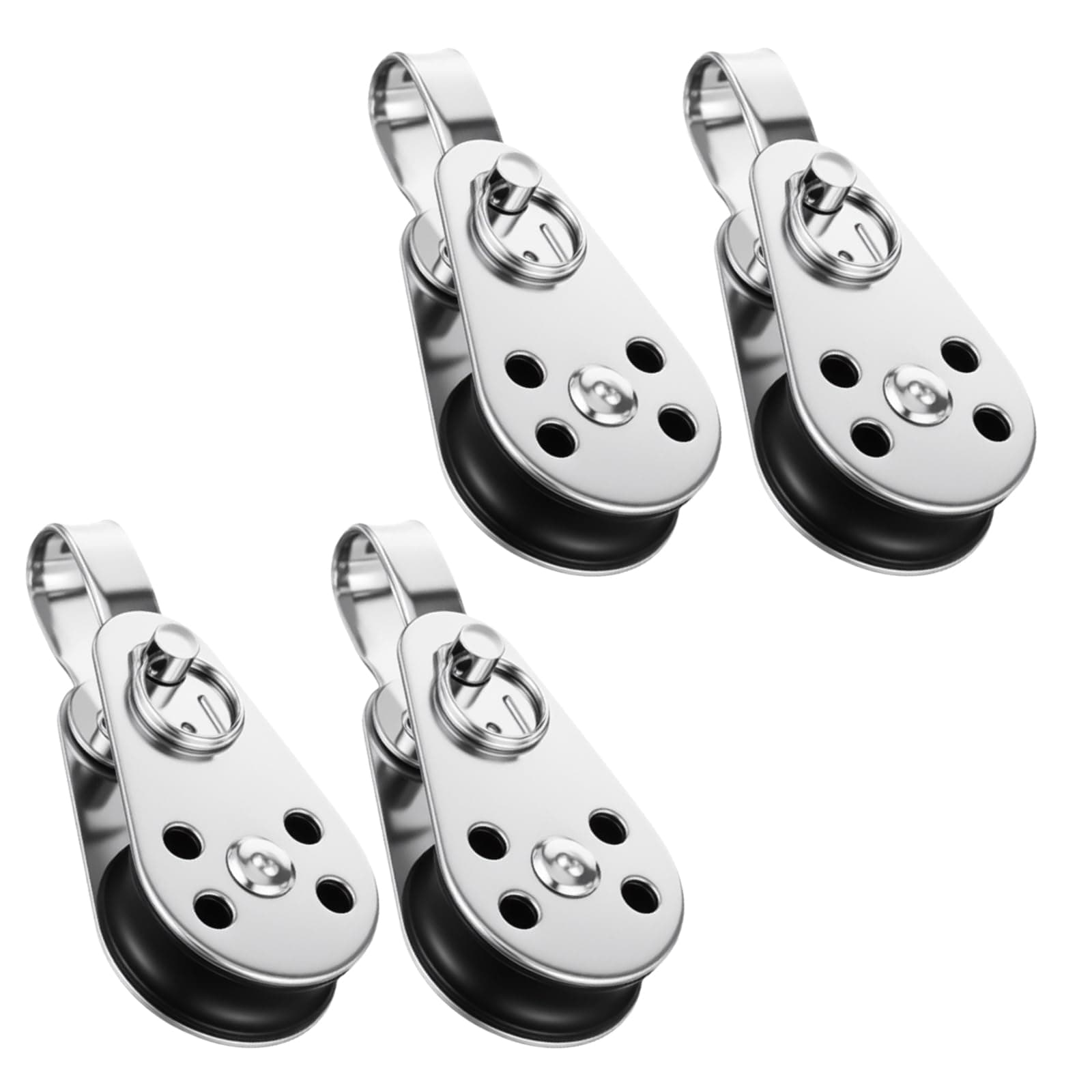 4 PCS Stainless Steel Nylon Marine Pulley, Kayak Pulley Block Small Pulleys for Rope Runner Single Pulleys Bearing Block Rope Rollers Sailing Hardware for Sailboats Yachts Ship for 0.08"to 0.32" Ropes